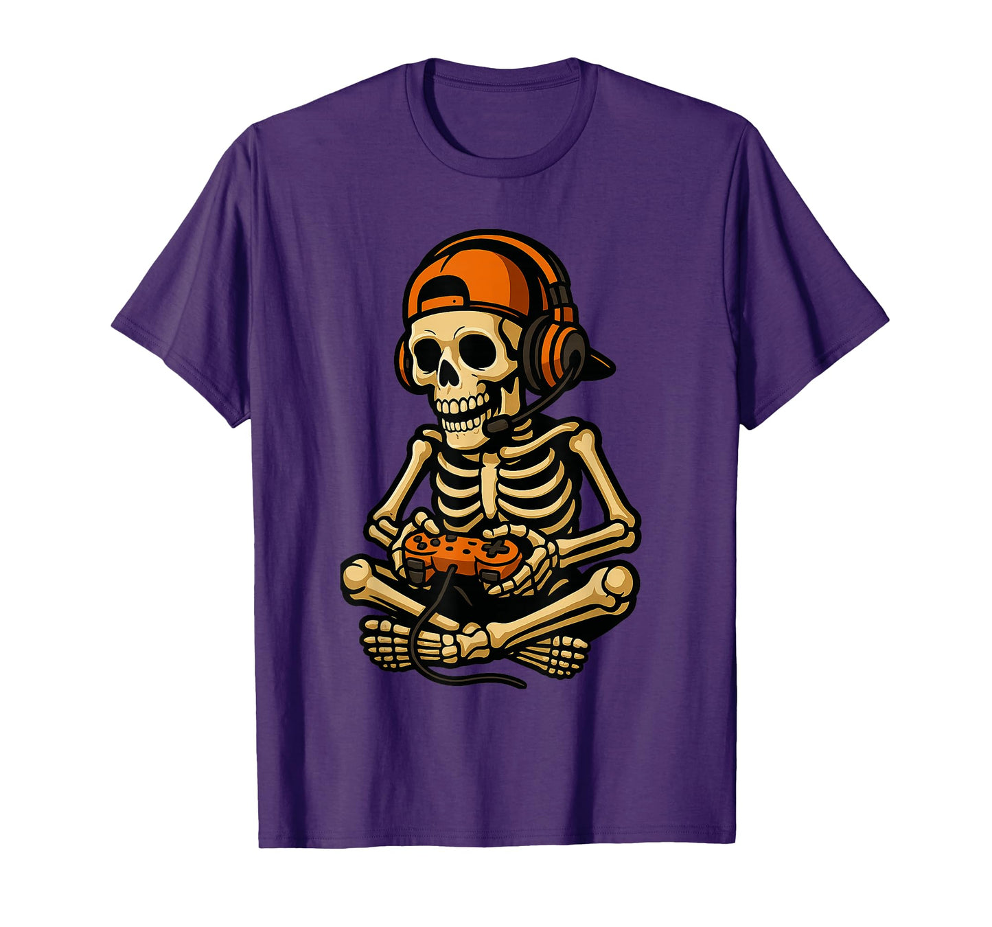 Halloween Skeleton Gamer Video Gaming Boys Men Kids T-Shirt