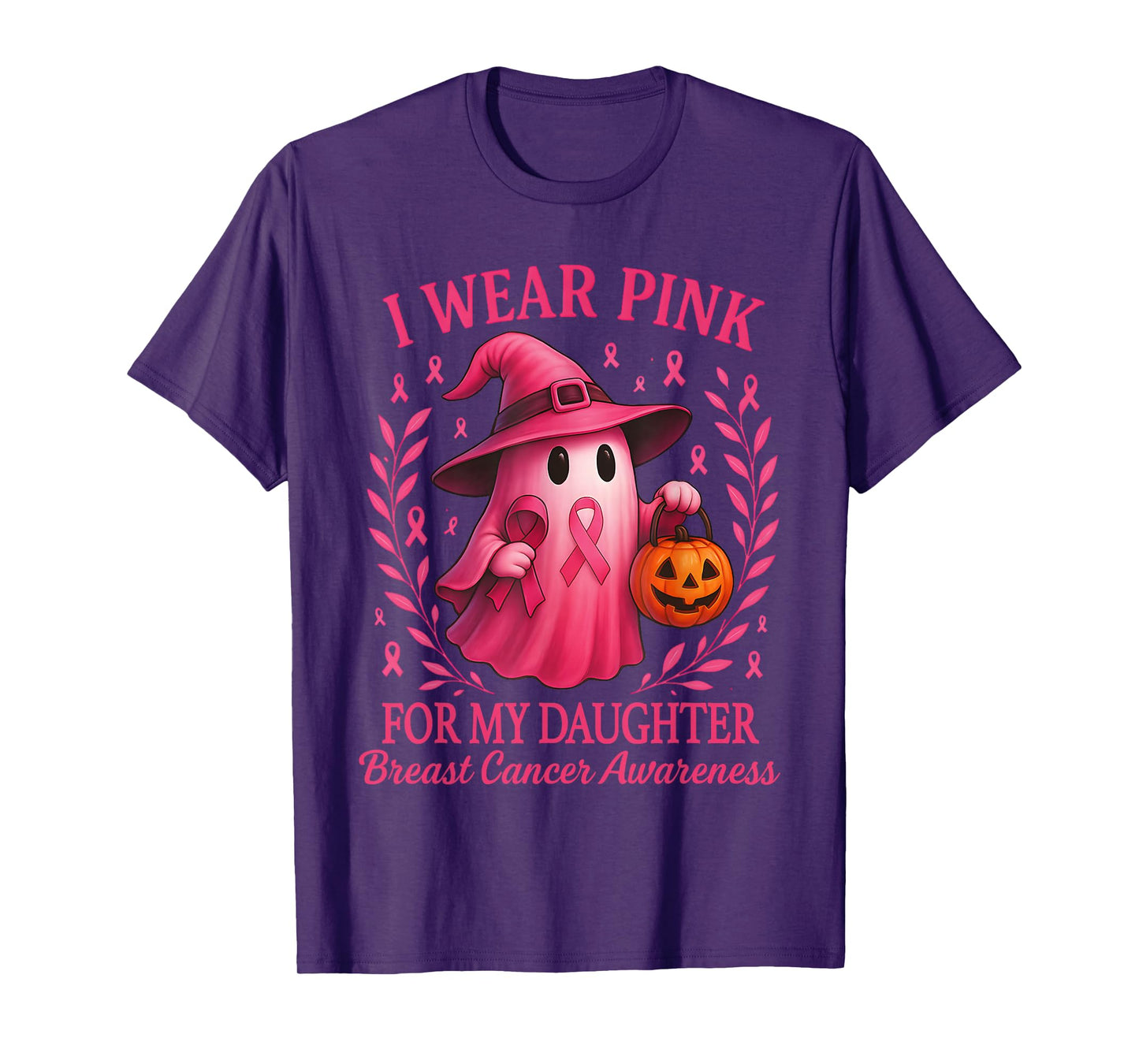 I Wear Pink for My Daughter Ghost Breast Cancer Awareness T-Shirt