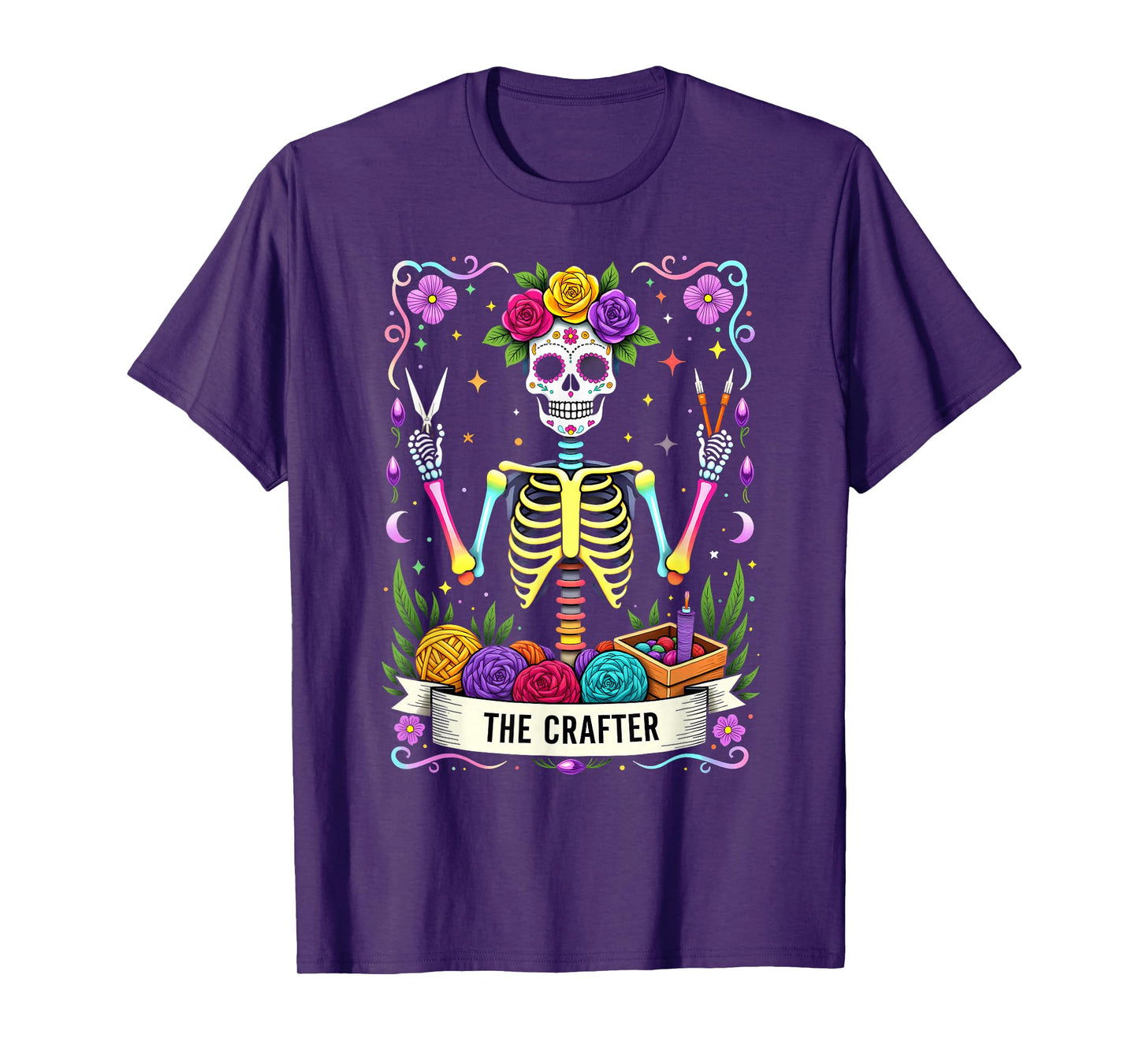 Gothic Tarot Card The Crafter Skeleton T-Shirt