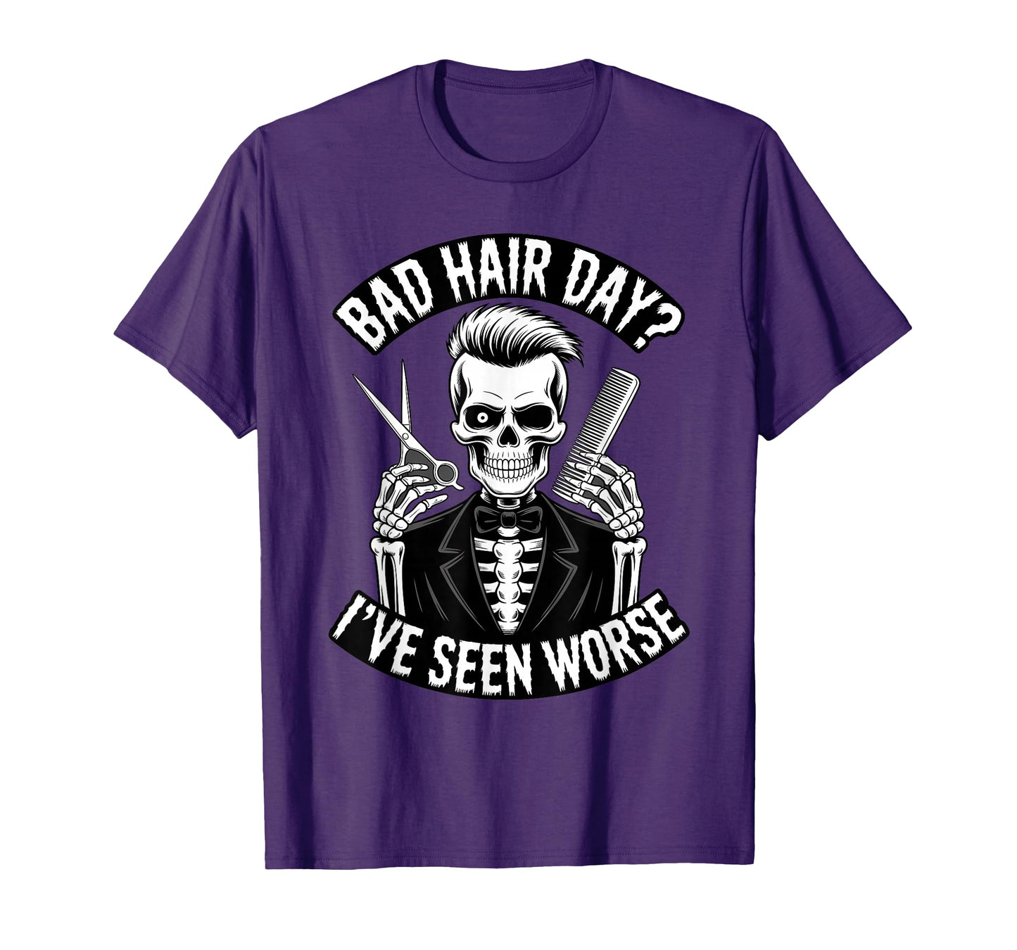 Skeleton Barber Halloween Funny Spooky Hair Stylis T-Shirt