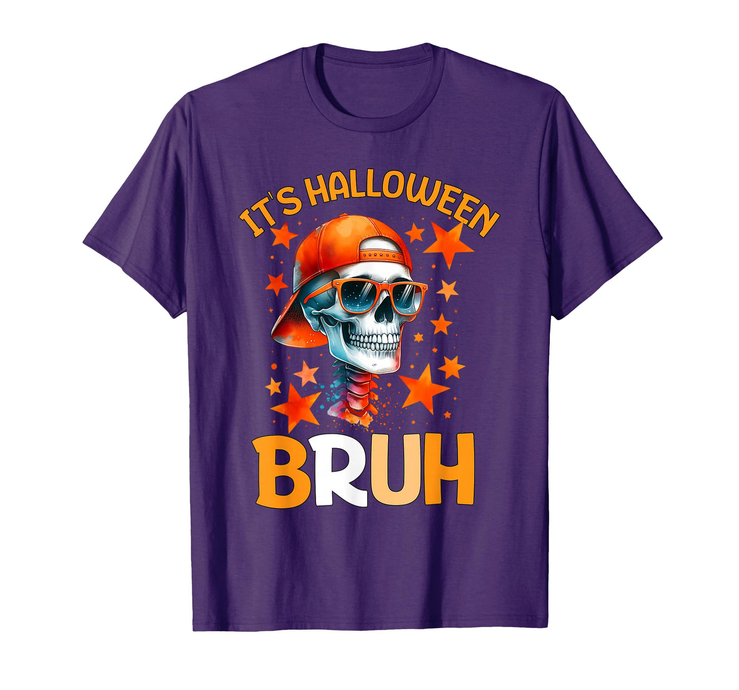 Bruh Halloween Boys Kids Halloween Skeleton T-Shirt
