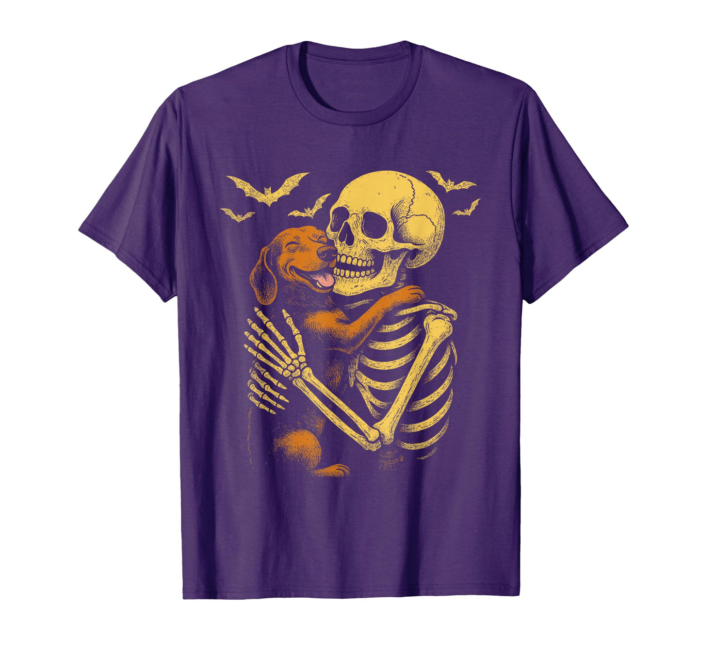Skeleton Hugging Dachshund Dog Gothic Halloween Dachshund T-Shirt