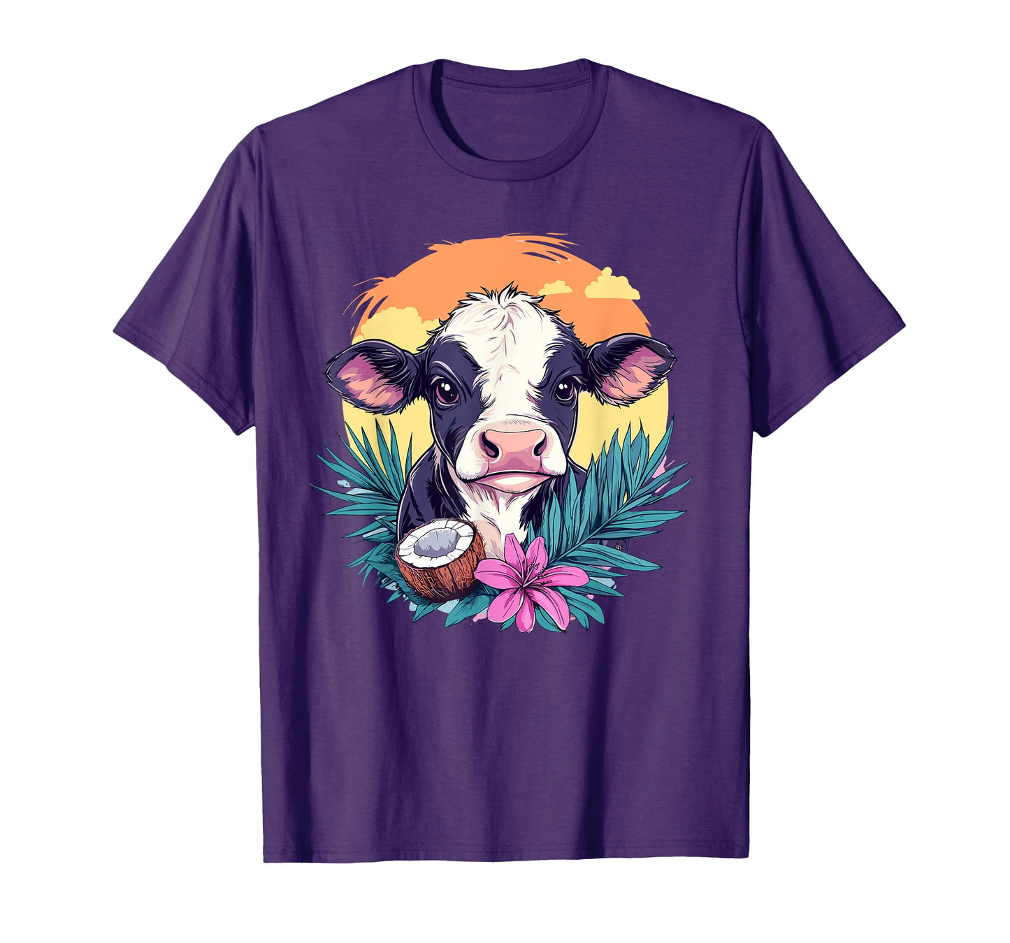 Cow And Coconut Sunset T-Shirt