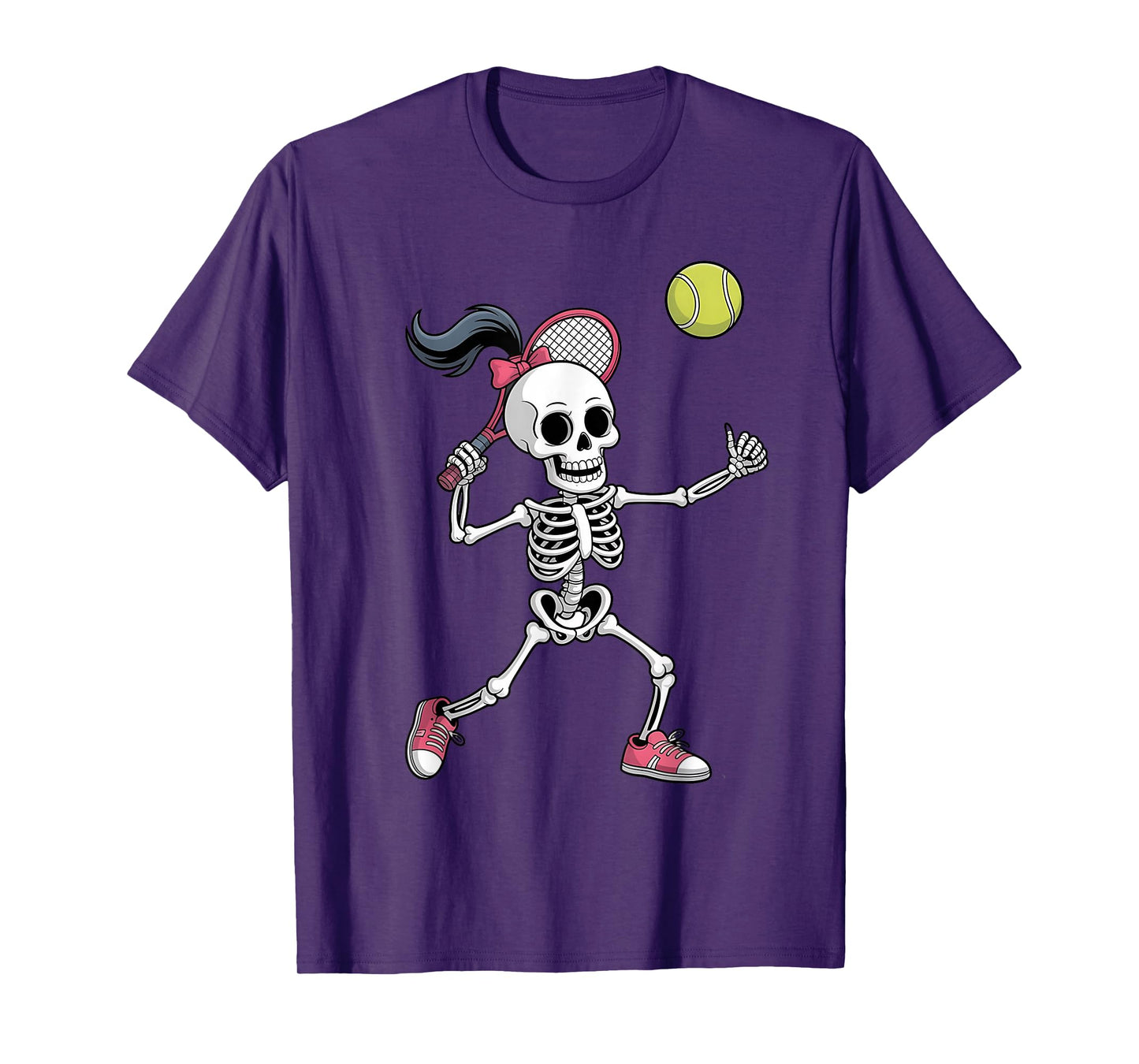 Skeleton Tennis Halloween Costume Funny Women Girls Kids T-Shirt