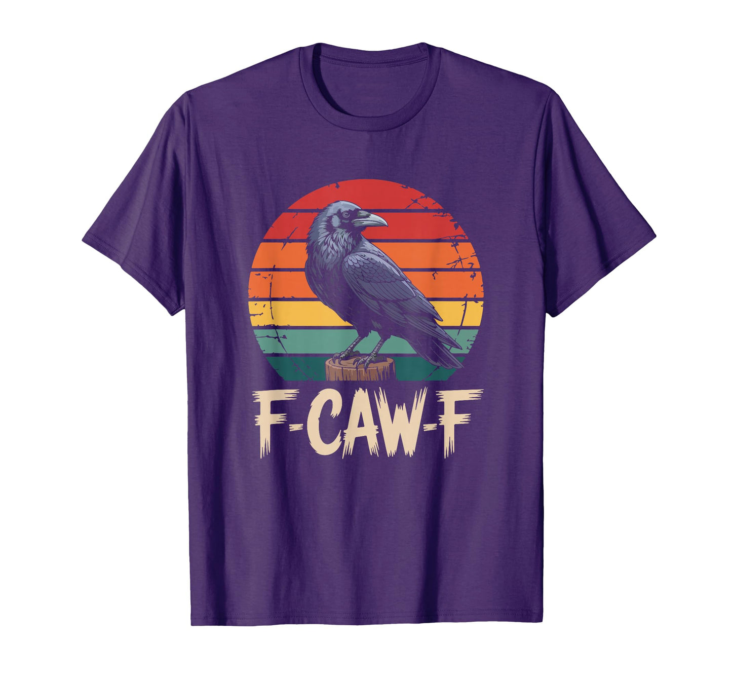 F-CAW-F Raven Vintage Sunset Funny Bird T-Shirt