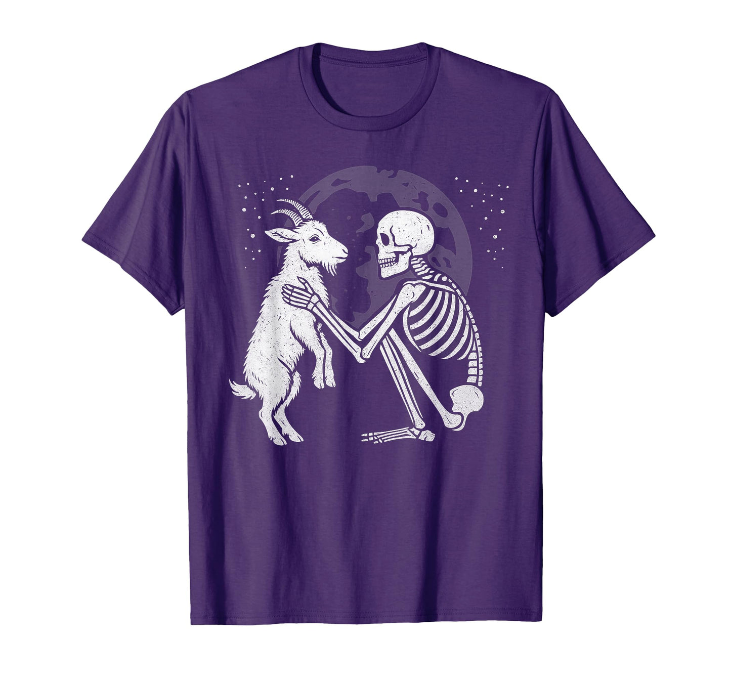 Goat Skeleton Moon Halloween Animal Lover T-Shirt
