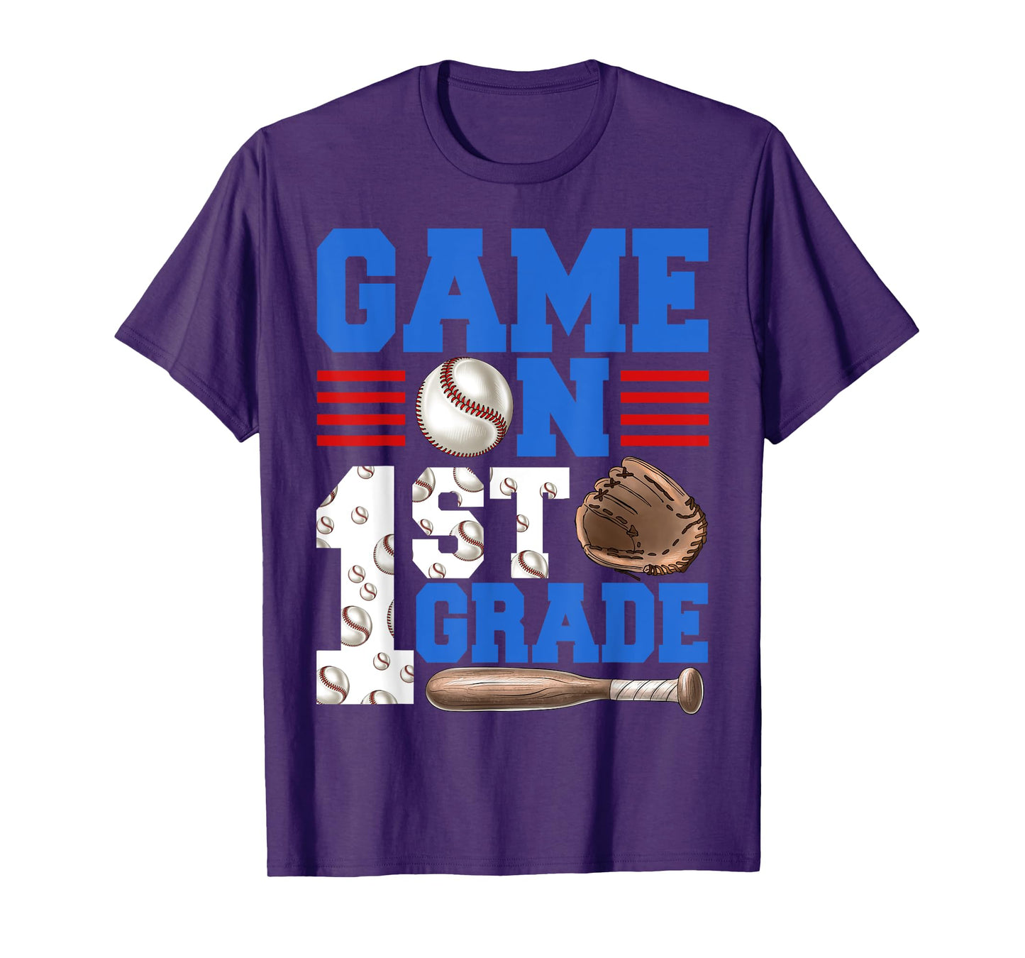 Game On 1st Grade With Baseball Player First Day Of School T-Shirt