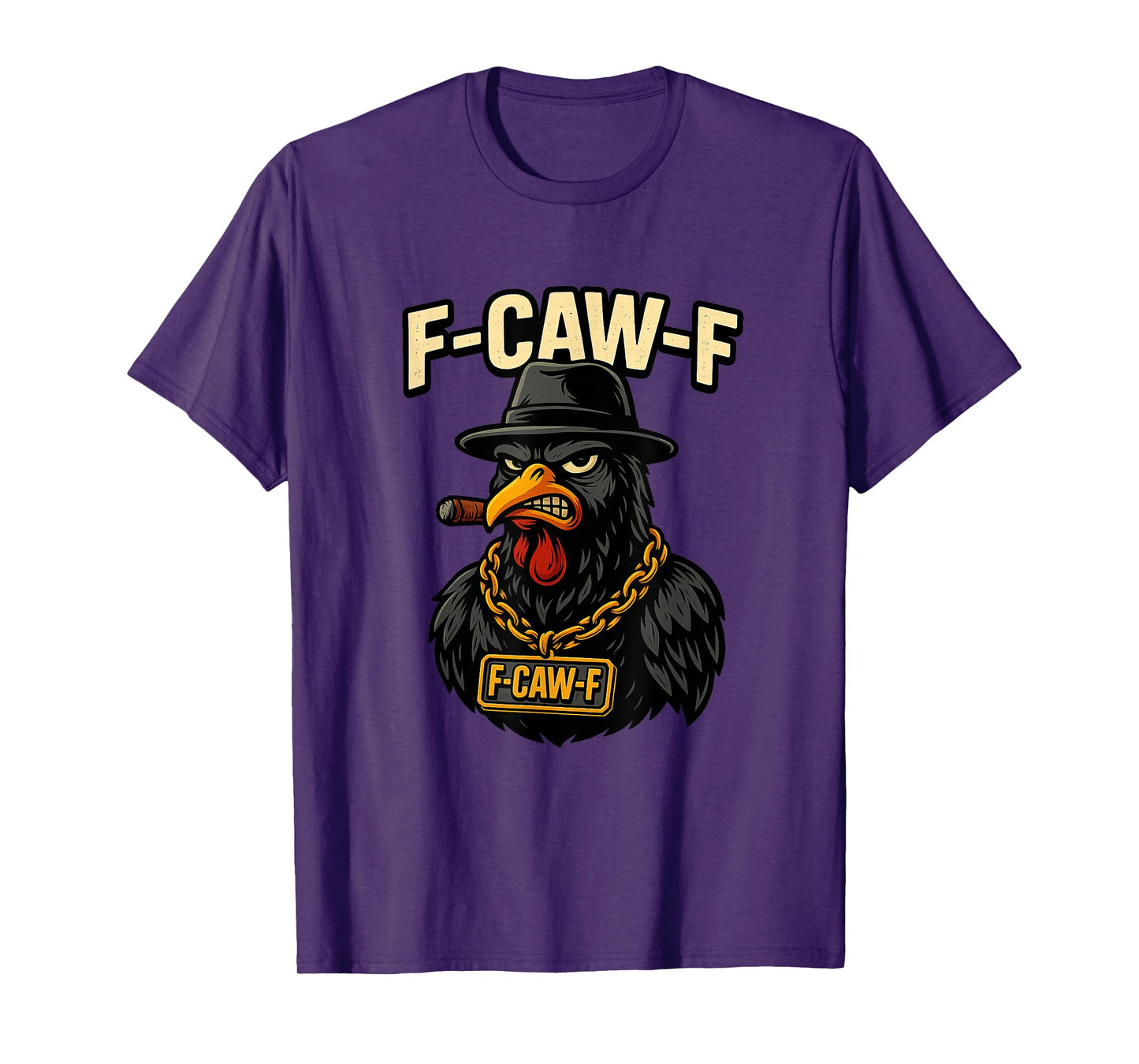 F CAW F Text & Cartoon Gangster Bird T-Shirt