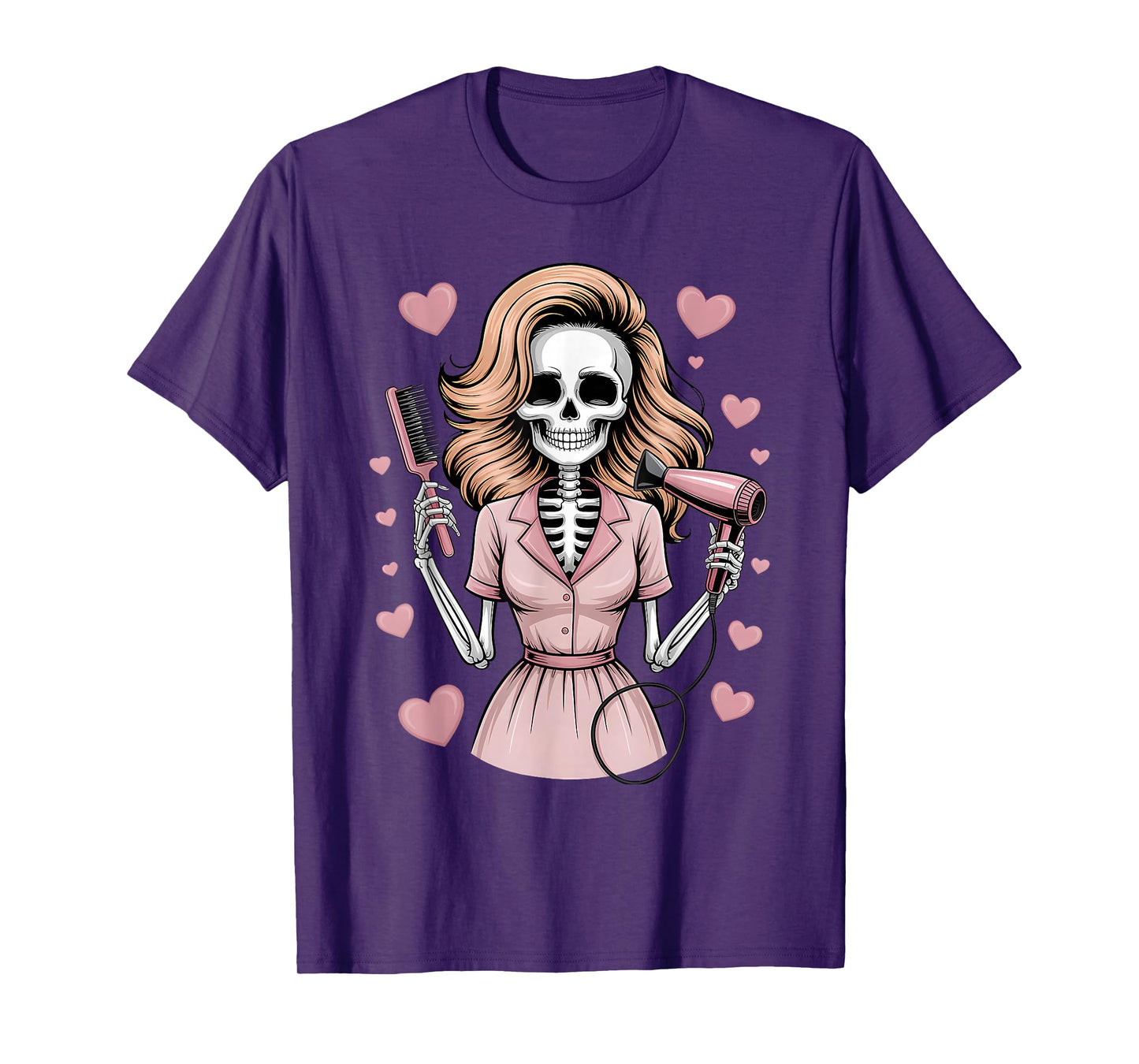 Funny Halloween Skeleton Hairdresser Hairstylist Men Women T-Shirt