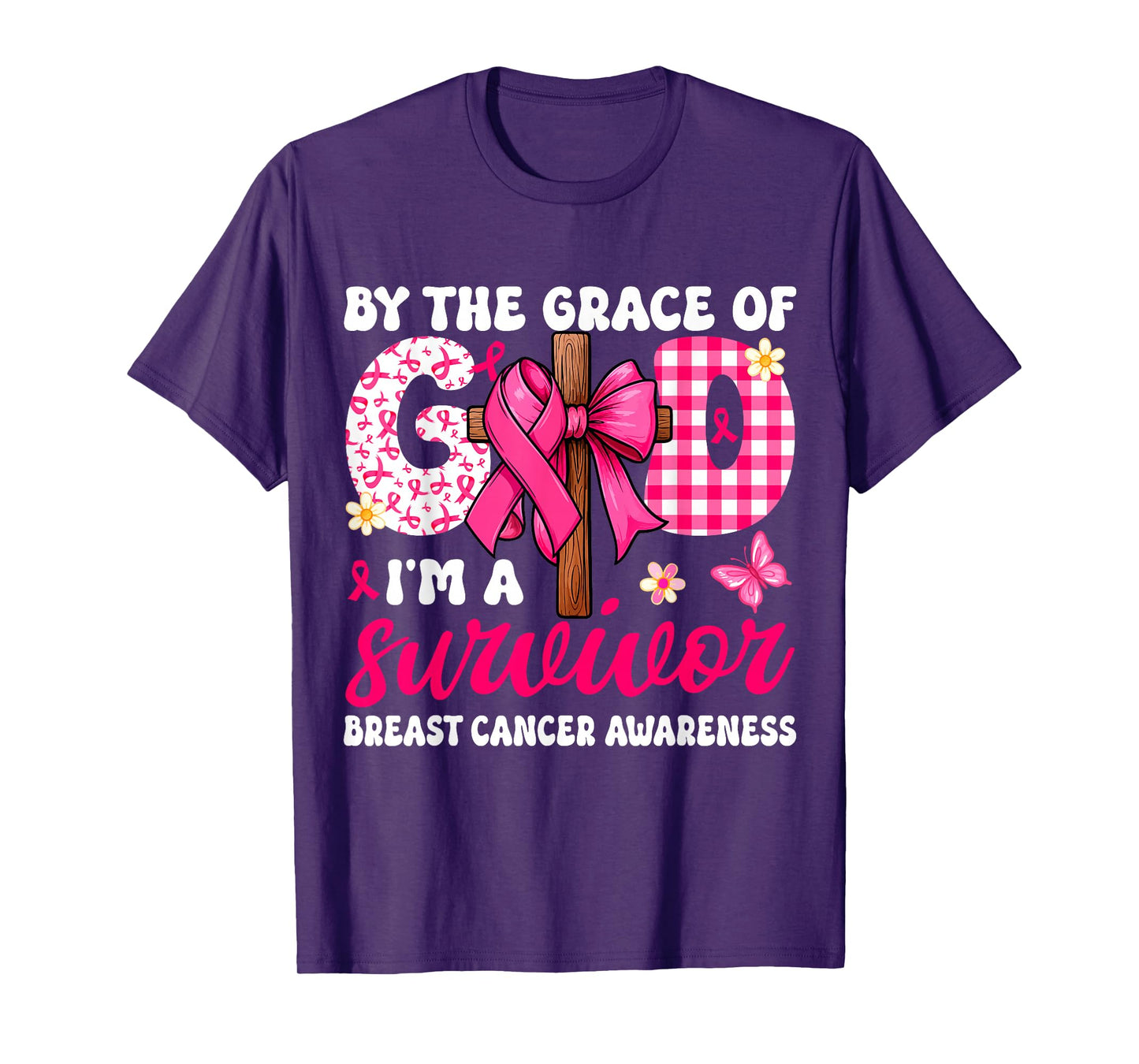 Christian Breast Cancer Bow by The Grace God I'm A Survivor T-Shirt