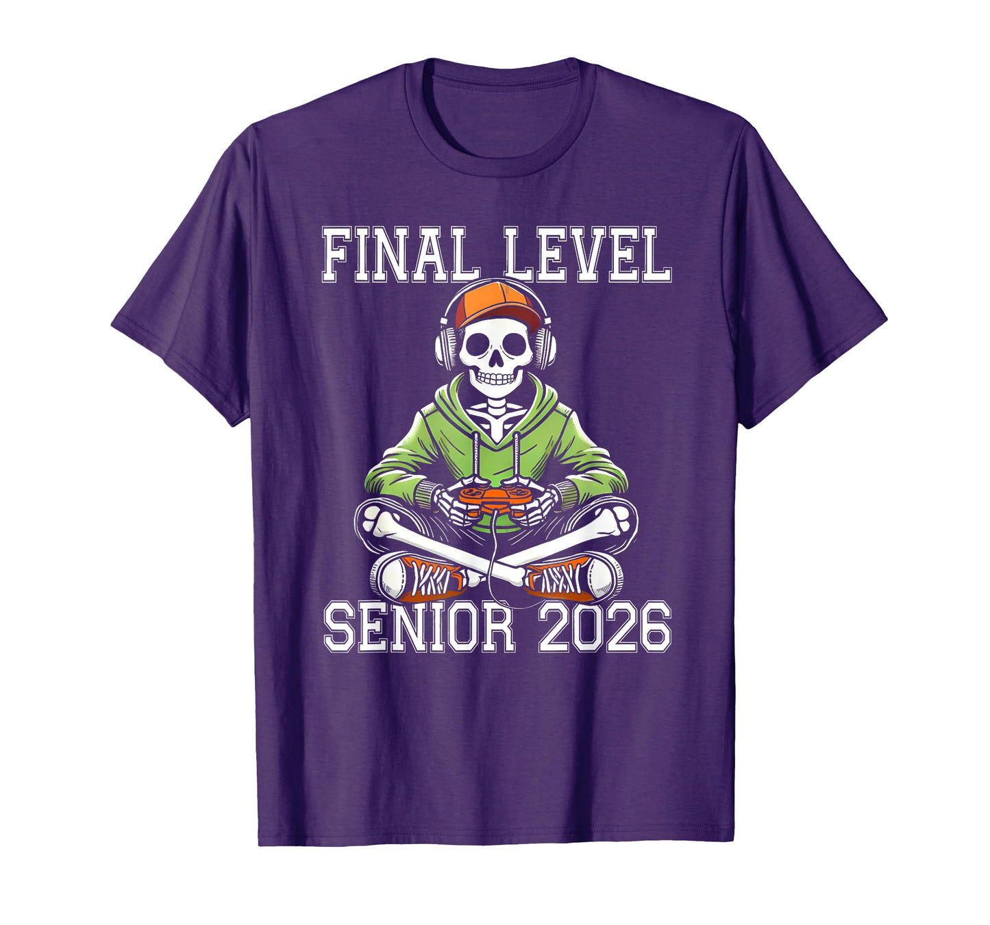 Final Level Senior 2026 Gaming Skeleton Graduation Men Boys T-Shirt