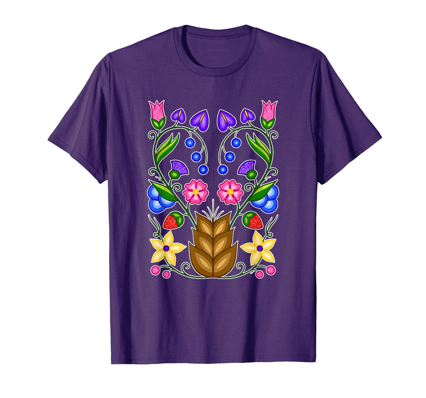 Ojibwe Floral Native American Flowers Indigenous Botanical T-Shirt