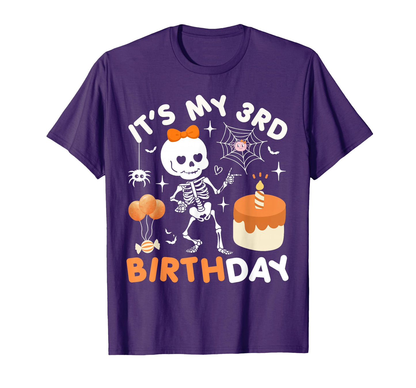 Its My 3rd Birthday Funny Halloween Skeleton Birthday 3 Girl T-Shirt