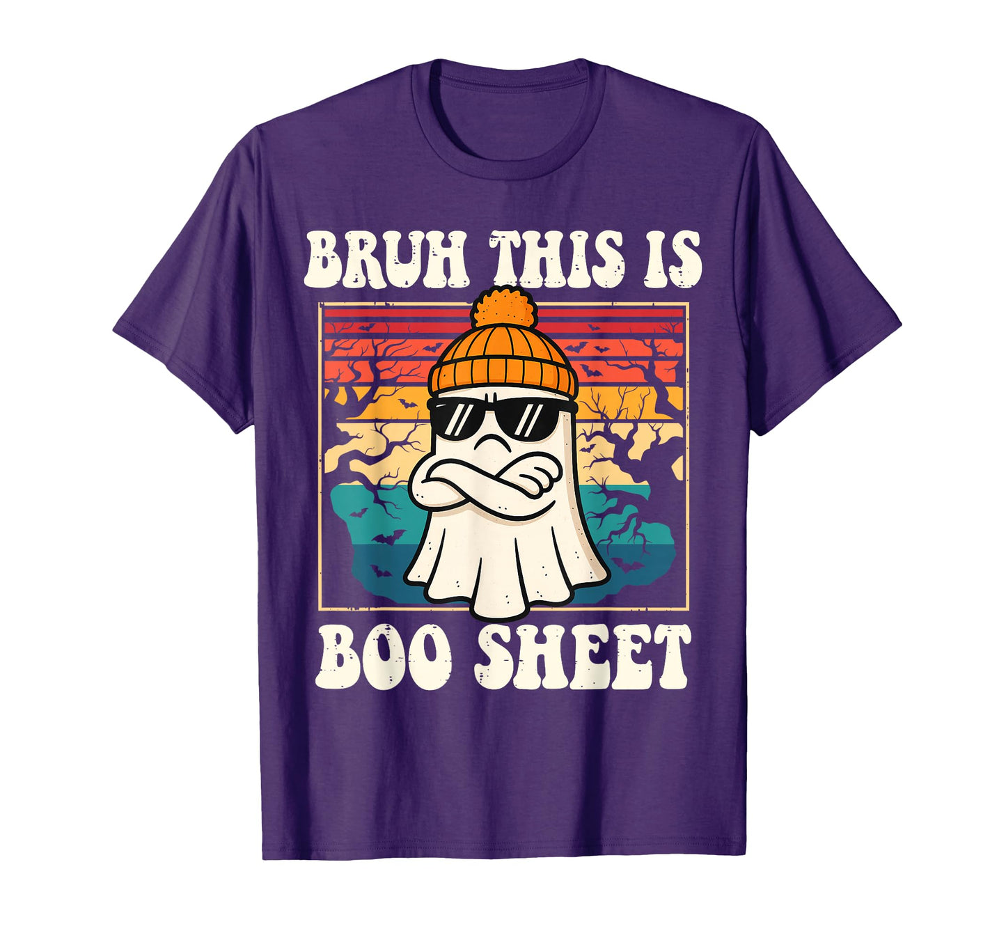 Bruh This is Boo Sheet Ghost Retro Funny Halloween Men Women T-Shirt