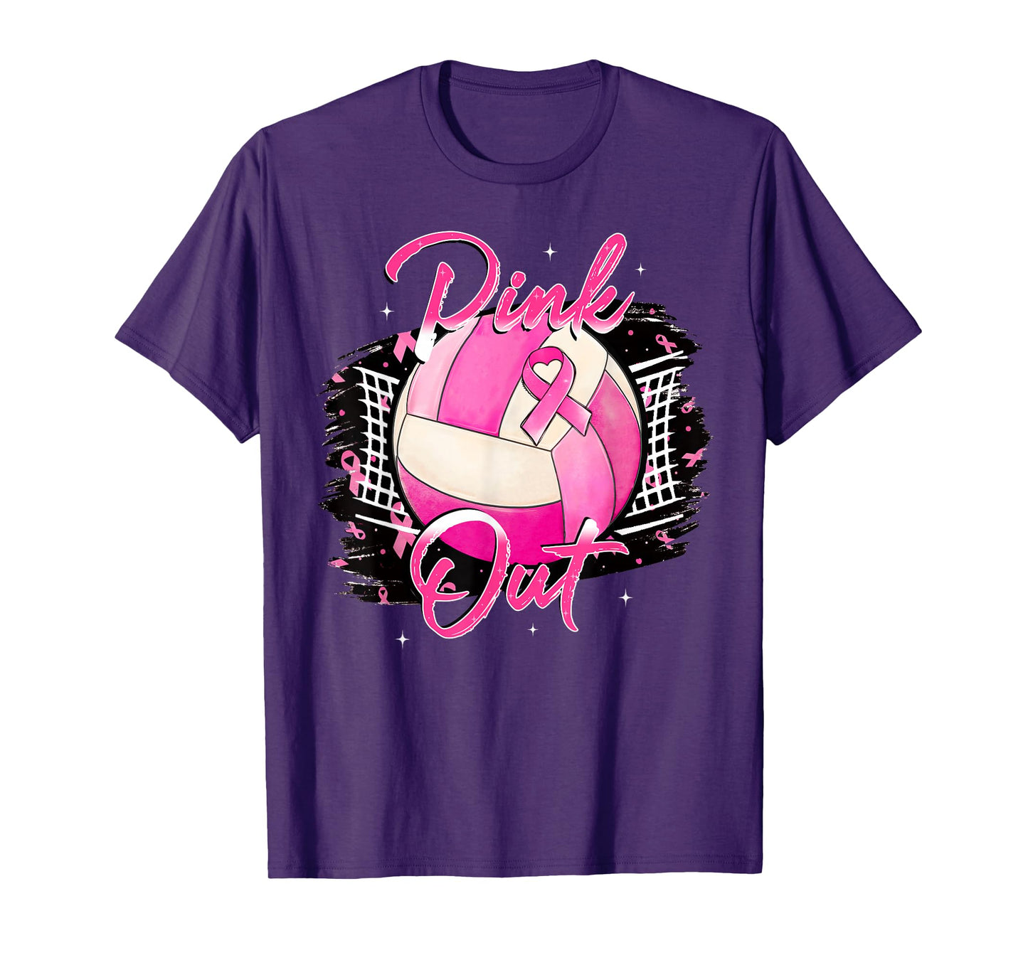 Volleyball Pink Out Breast Cancer Awareness Pink Ribbon T-Shirt