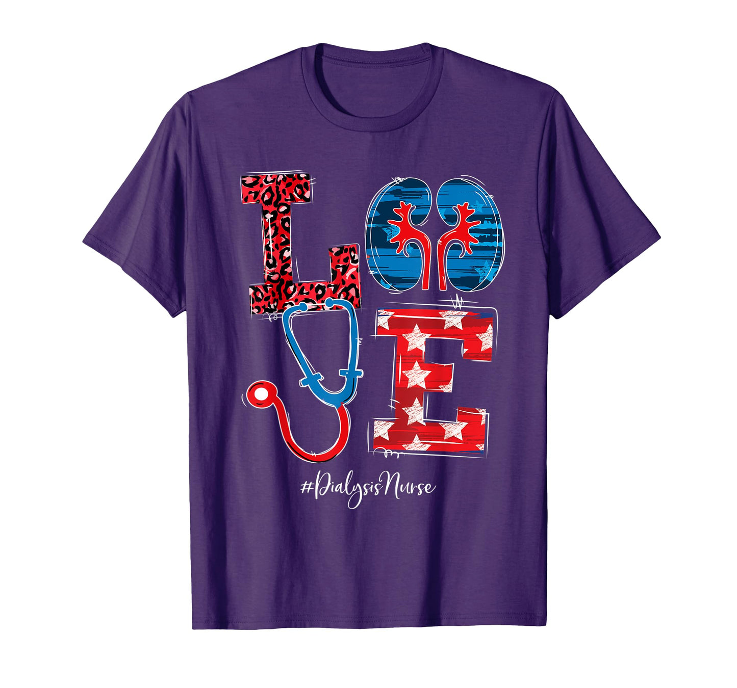 Love Dialysis Nurse Happy 4th Of July Independence Day T-Shirt for Women Men