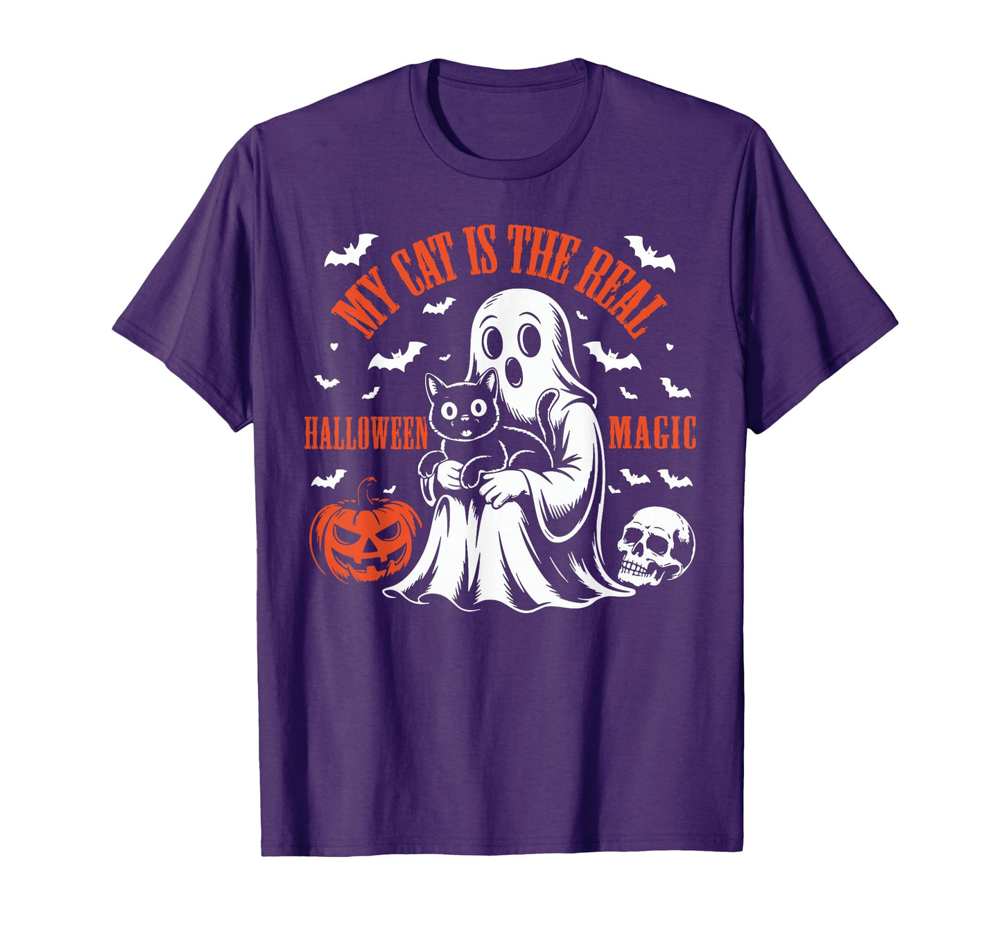 My Cat is The Real Halloween Magic Funny Pumpkin Cats Lovers T-Shirt