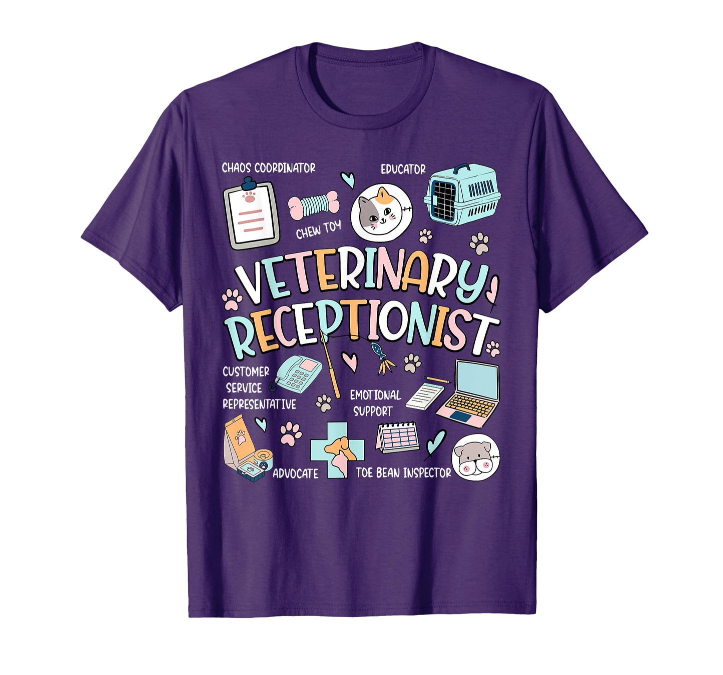 Retro Veterinary Receptionist Vet Receptionist Appreciation T-Shirt