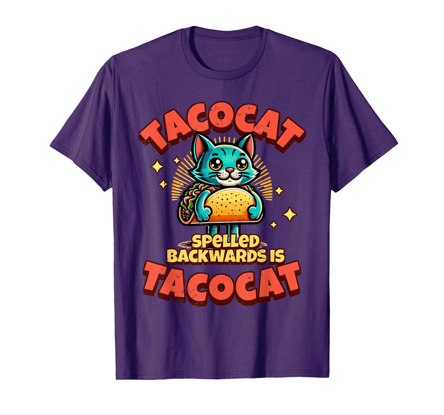 Retro Tacocat Spelled Backwards Is Taco Cat Tee, Cute Paws T-Shirt for Men Women Girls Kids