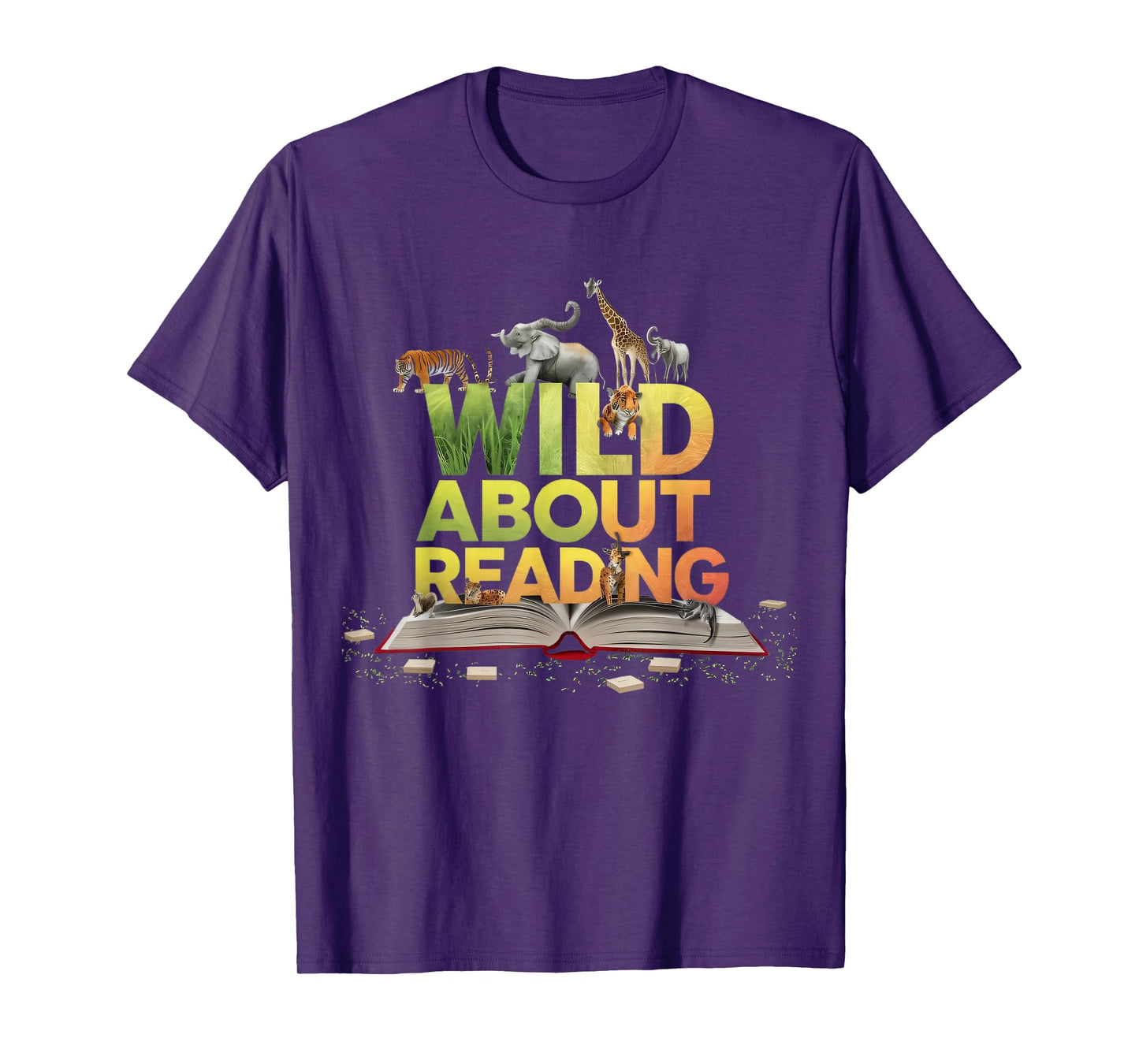 Wild About Reading Books Lovers Novelty Bookworm Library Day T-Shirt