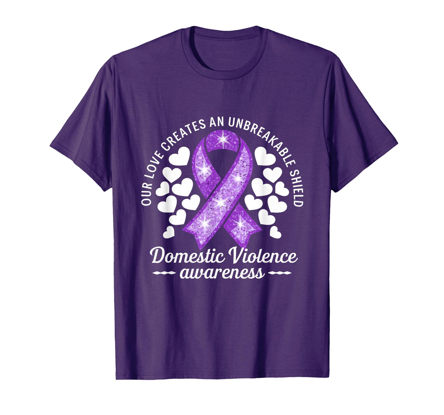 Domestic Violence Awareness Purple Ribbon Unbreakable Shield T-Shirt
