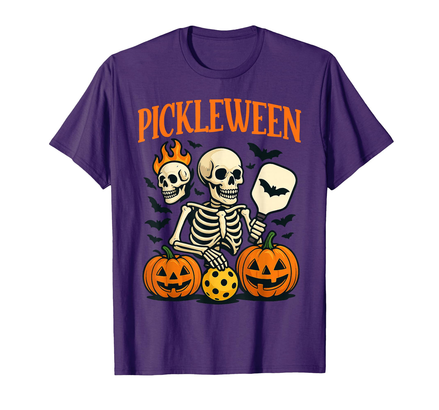 Pickleween Skeleton Fun for Halloween Enthusiasts T-Shirt