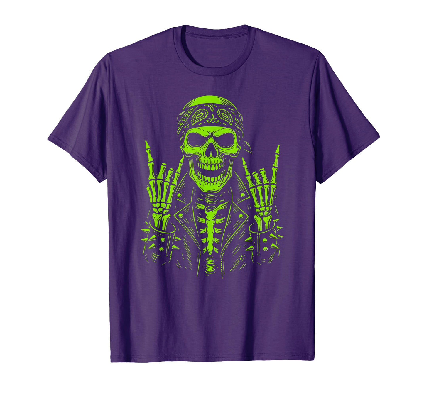 Rocker Skeleton Halloween Punk Rock Men Boys T-Shirt