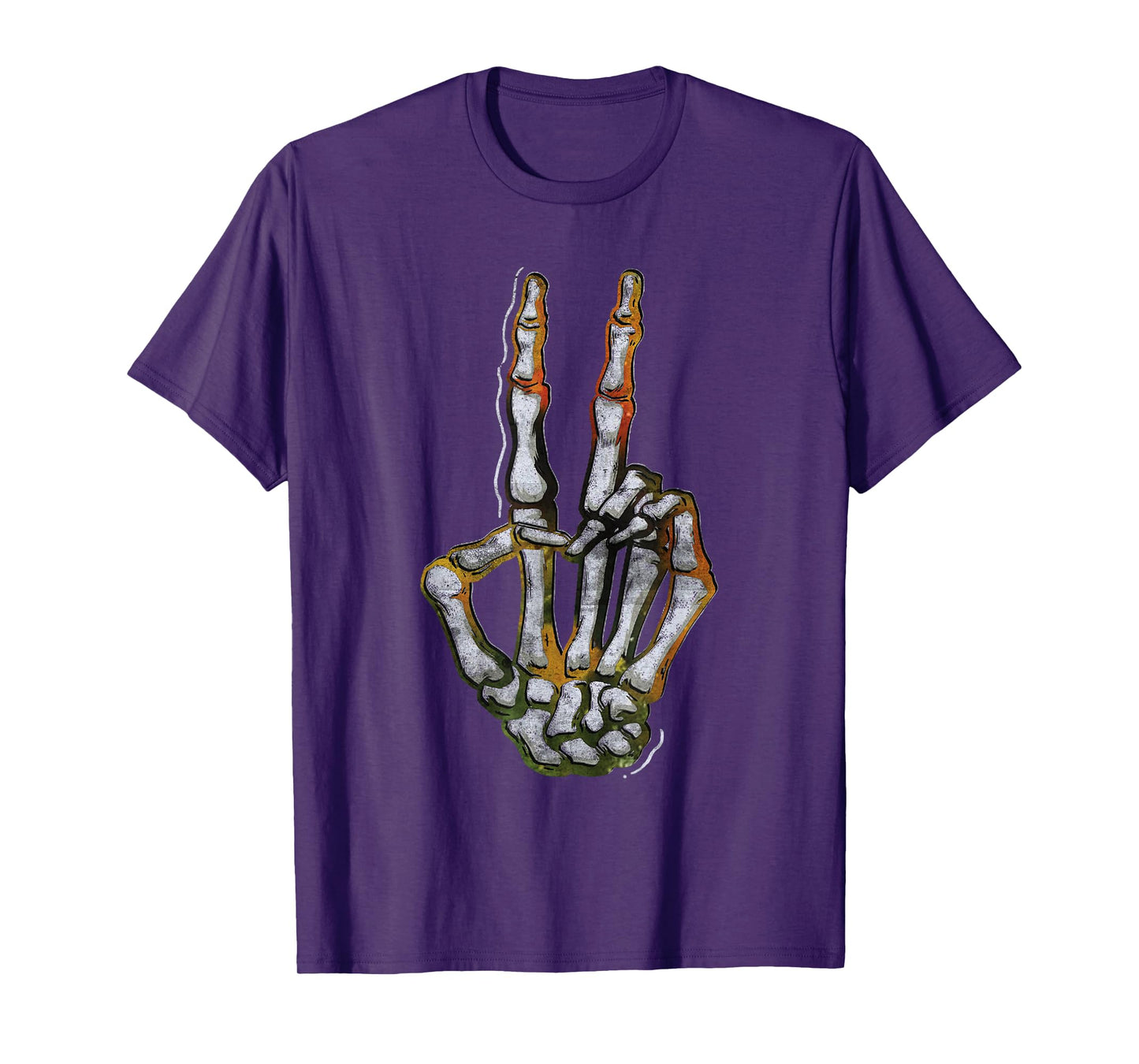 Peace Sign Skeleton Hand Spooky Halloween Skeleton Hand Sign T-Shirt