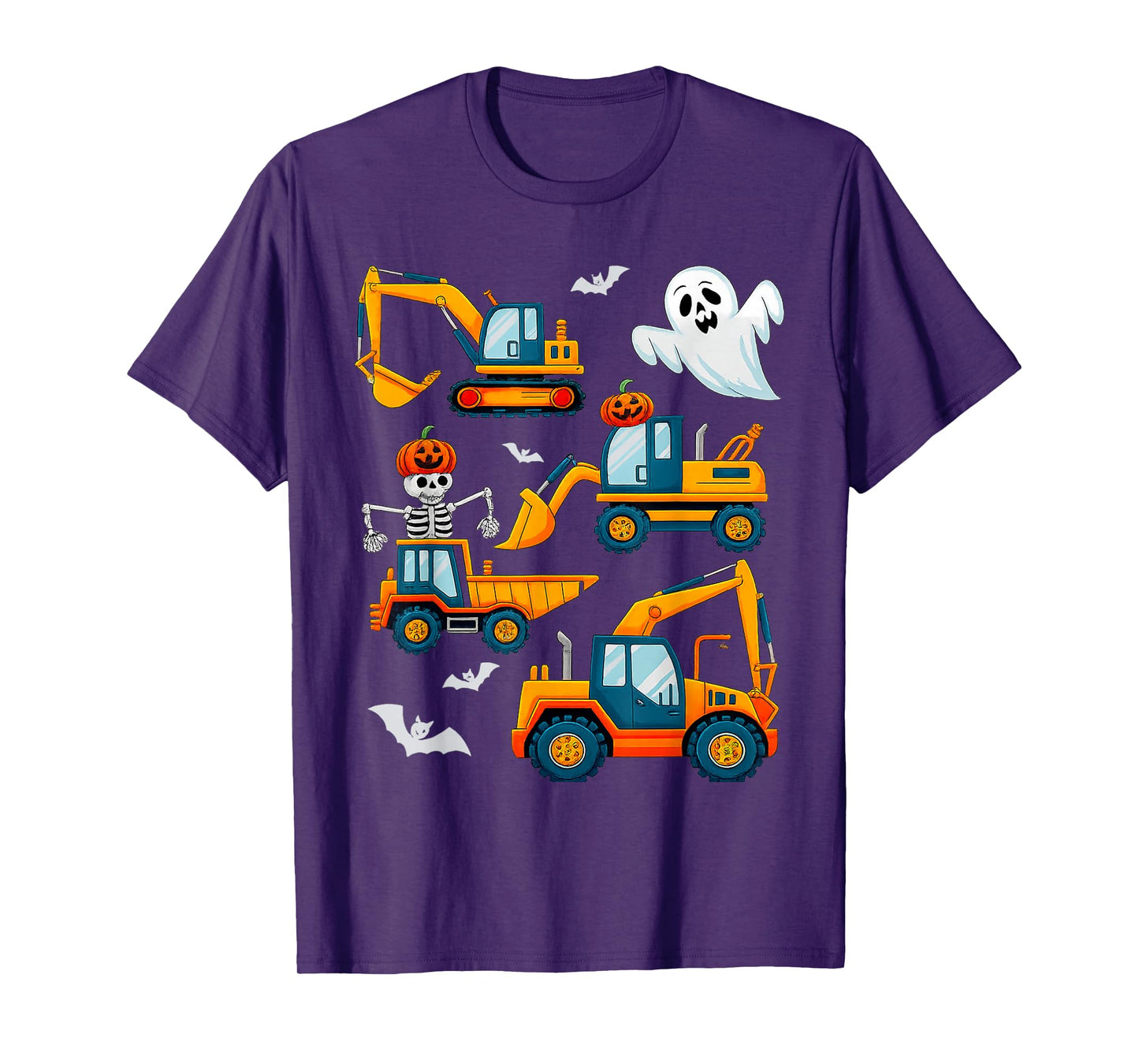 Halloween Skeleton Construction Vehicles Funny Cute T-Shirt
