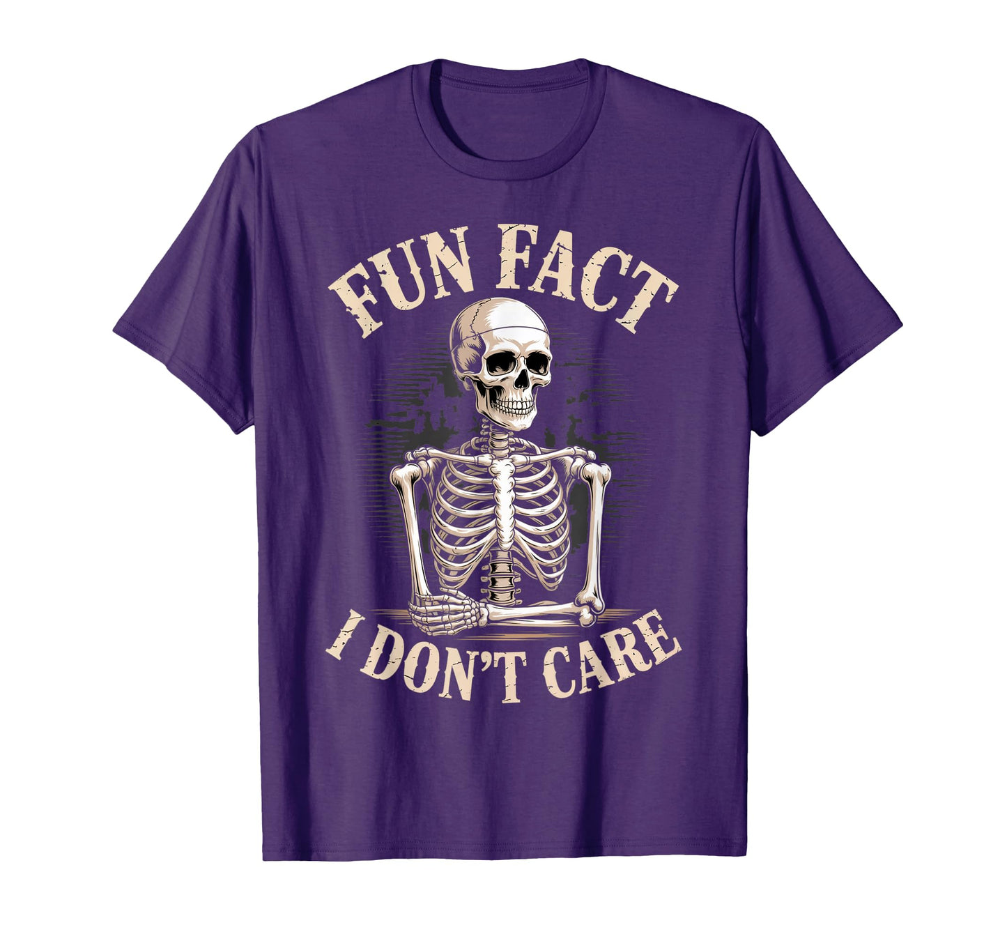 Fun Fact I Don’t Care Skull Funny Sarcastic Quote Skeleton T-Shirt