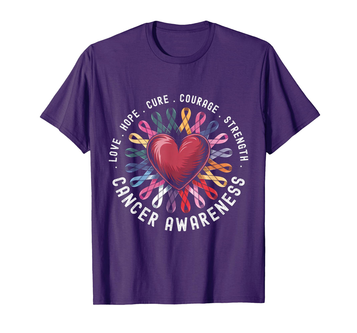 Cancer Awareness All Cancer Matter Colorful Ribbons T-Shirt