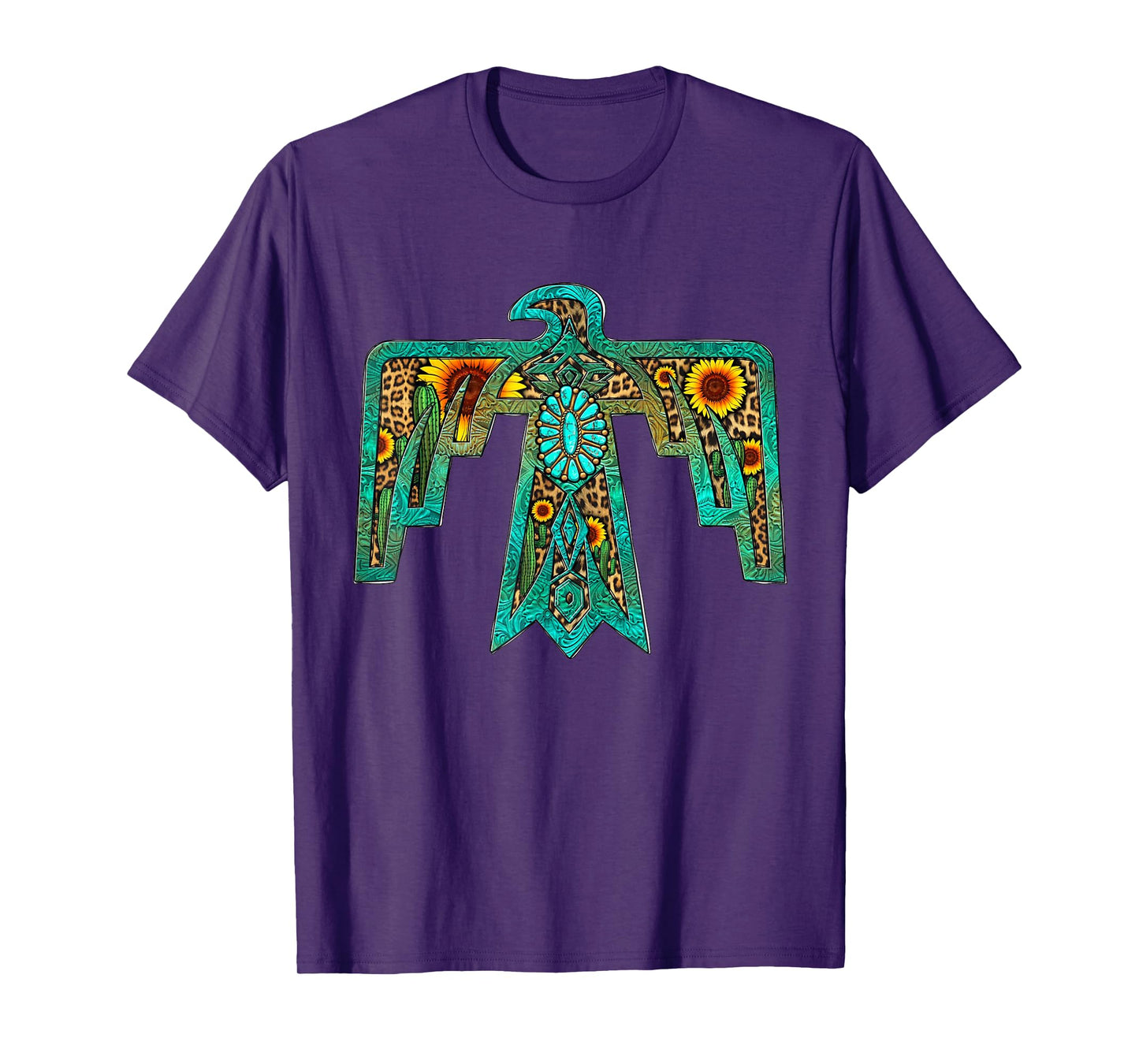 Western Southern Native American Thunderbird Sunflowers T-Shirt