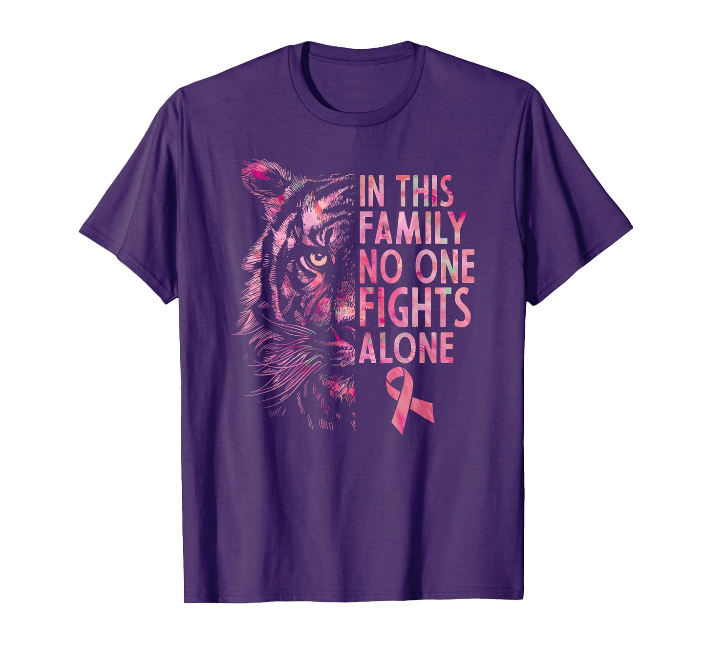 Breast Cancer Awareness 2024 Tiger Family Matching Ribbon T-Shirt