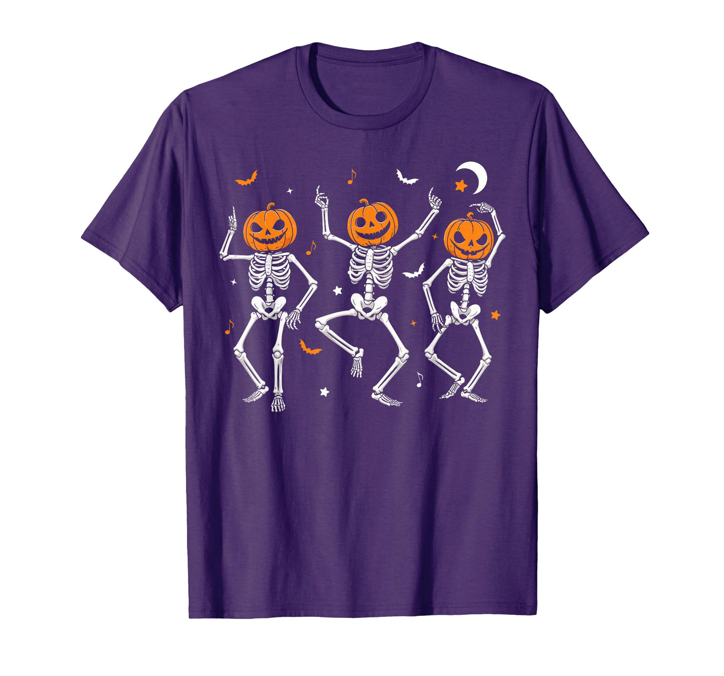 Spooky Dancing Pumpkin Head Skeletons Dance Funny Halloween T-Shirt