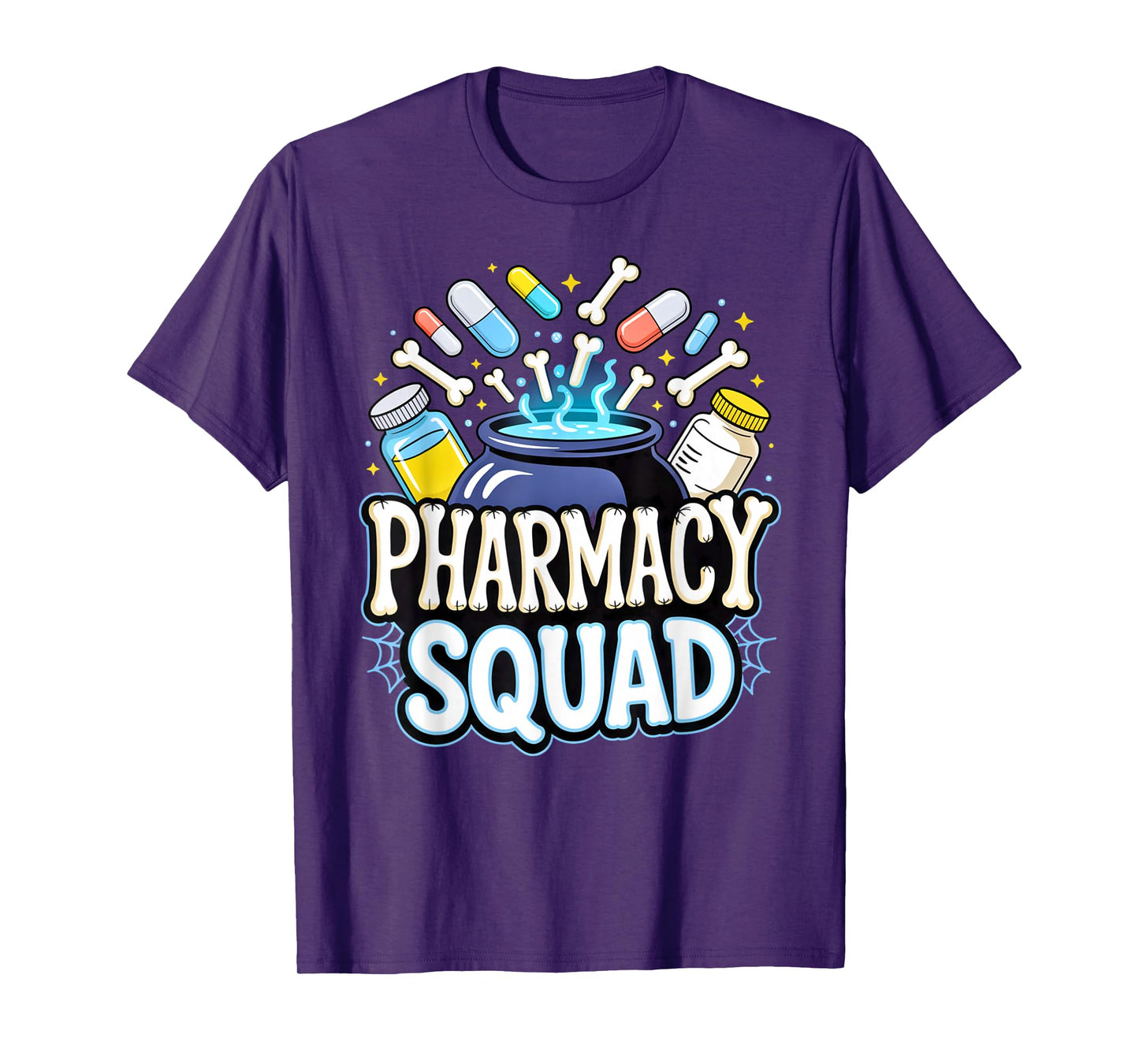 Pharmacy Squad Cauldron Bones Outfit Spooky Halloween Vibes T-Shirt