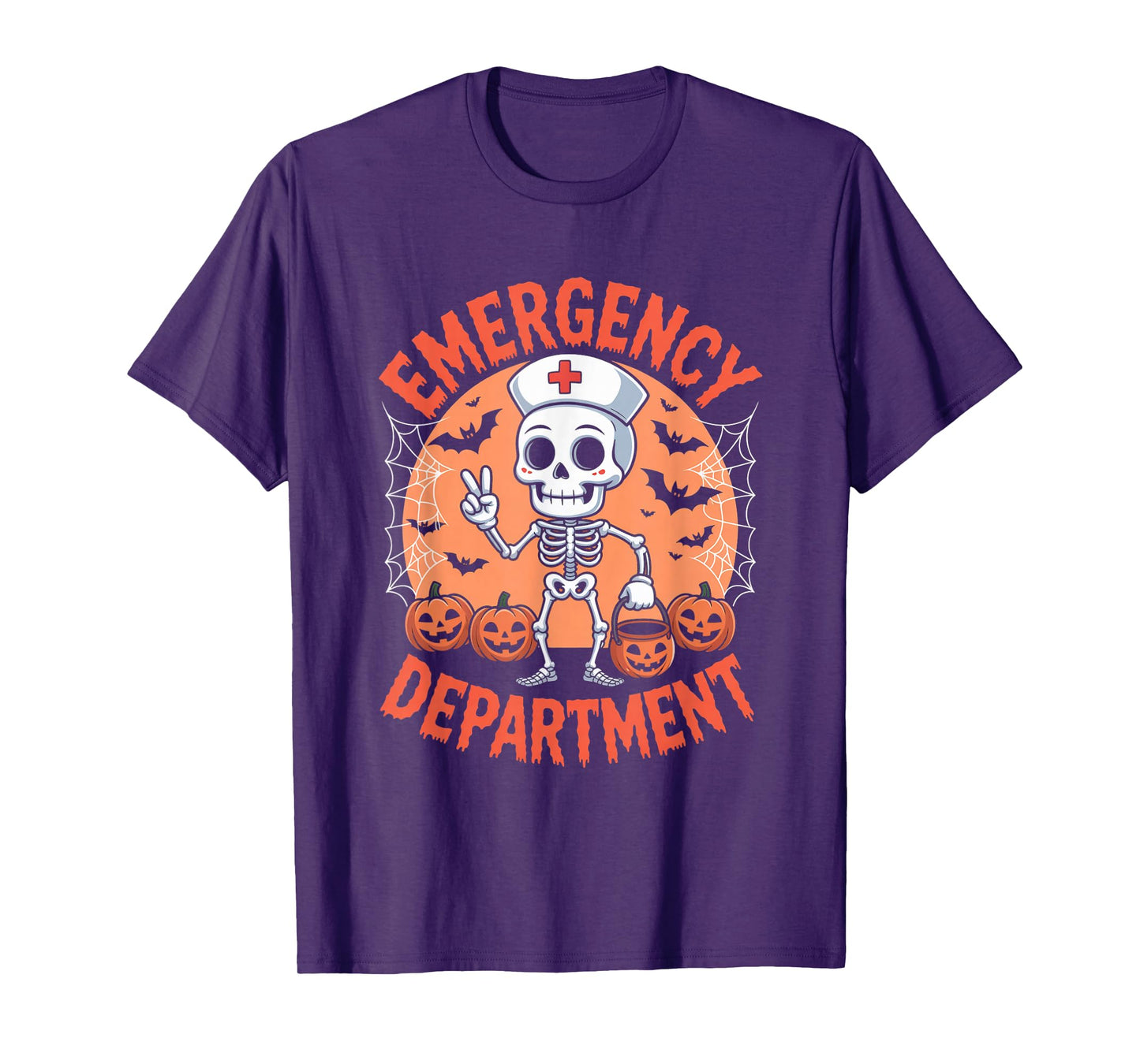 Skeleton Nurse Emergency Department Halloween Art Kids Boys T-Shirt