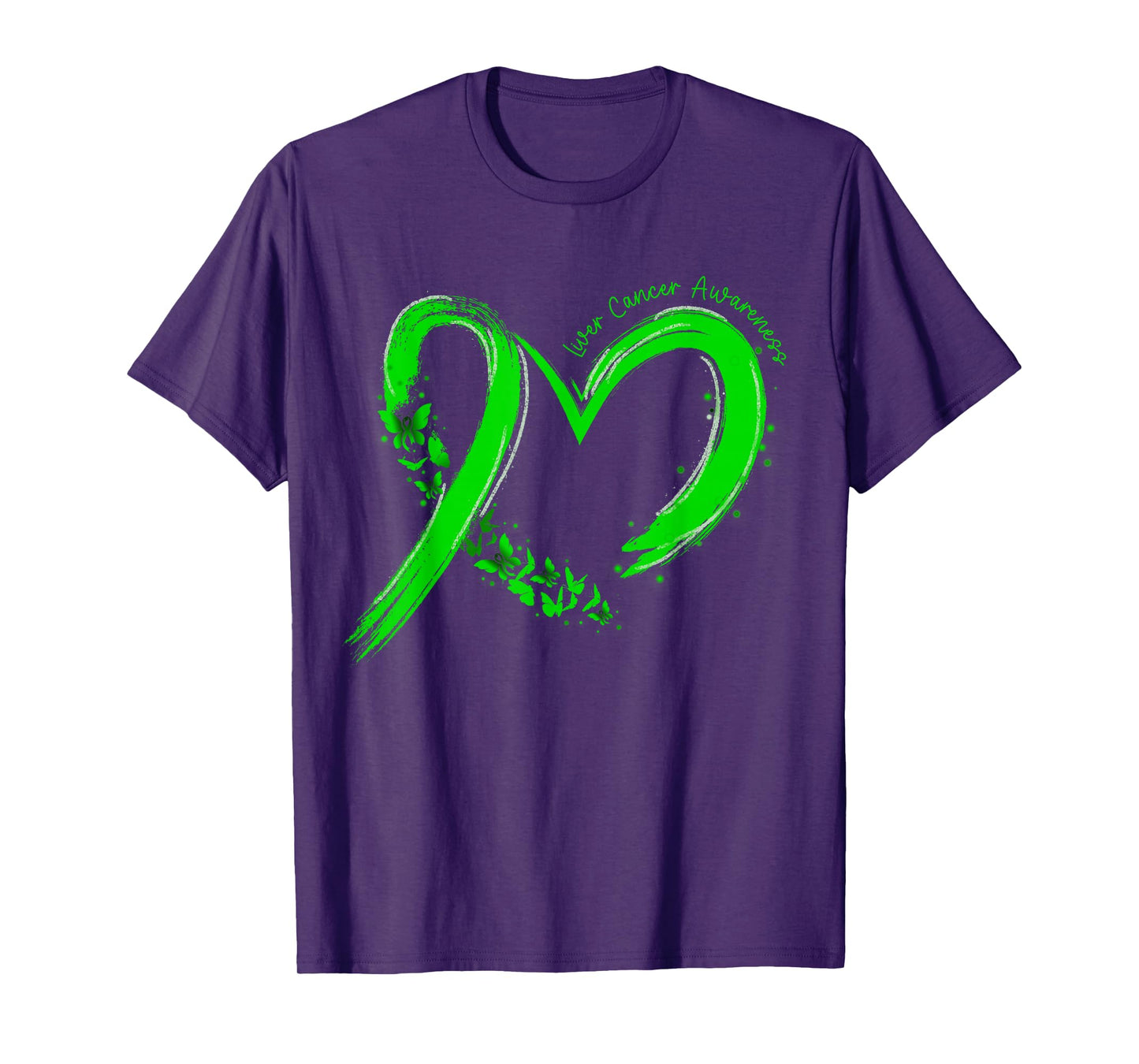 Liver Cancer Awareness Heart Ribbon Green Support Women Girl T-Shirt
