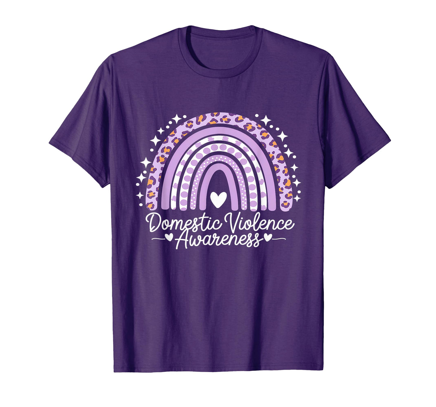 Domestic Violence Awareness Purple Ribbon Rainbow Leopard T-Shirt