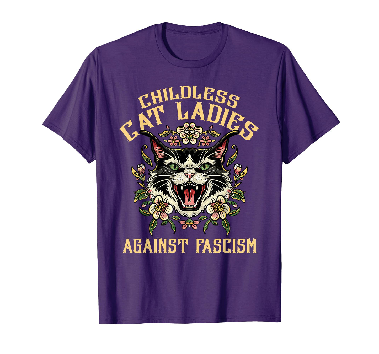 Childless Cat Lady Against Fascism Funny Voting 2024 Elect T-Shirt