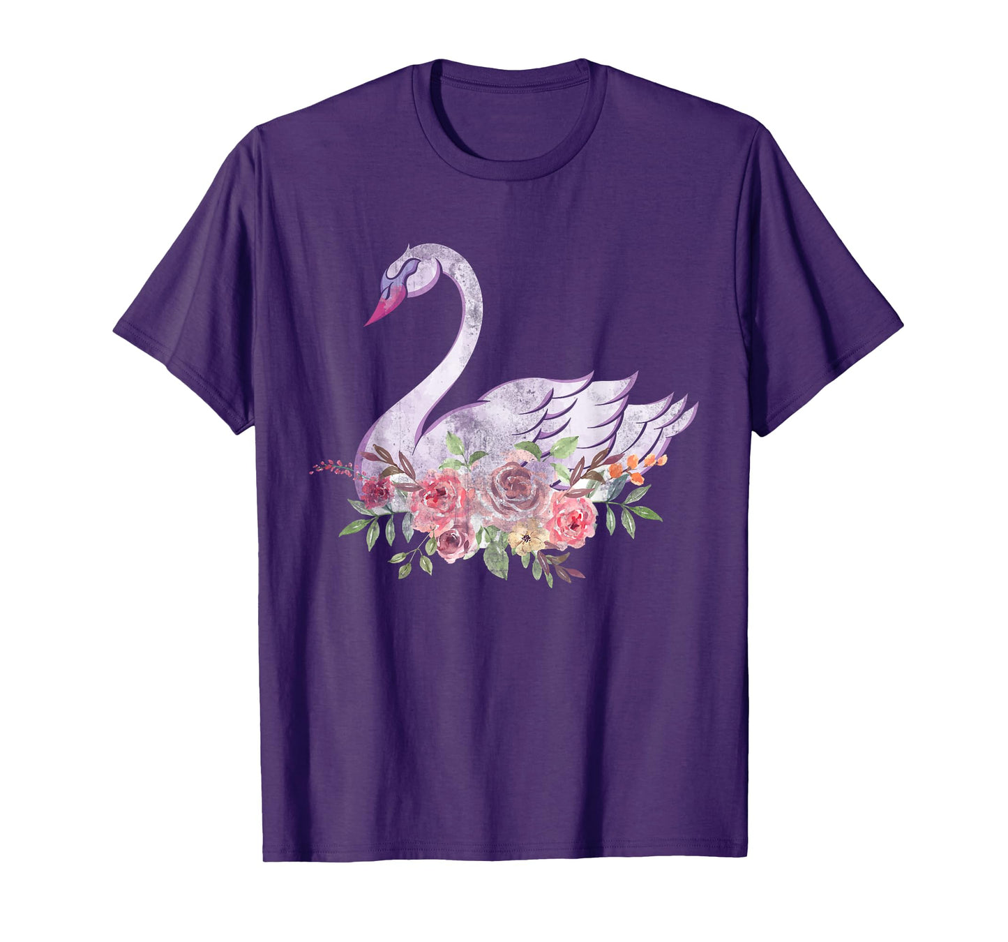 Women Girls Gift Pretty Animal Flower Crown Swan T-Shirt