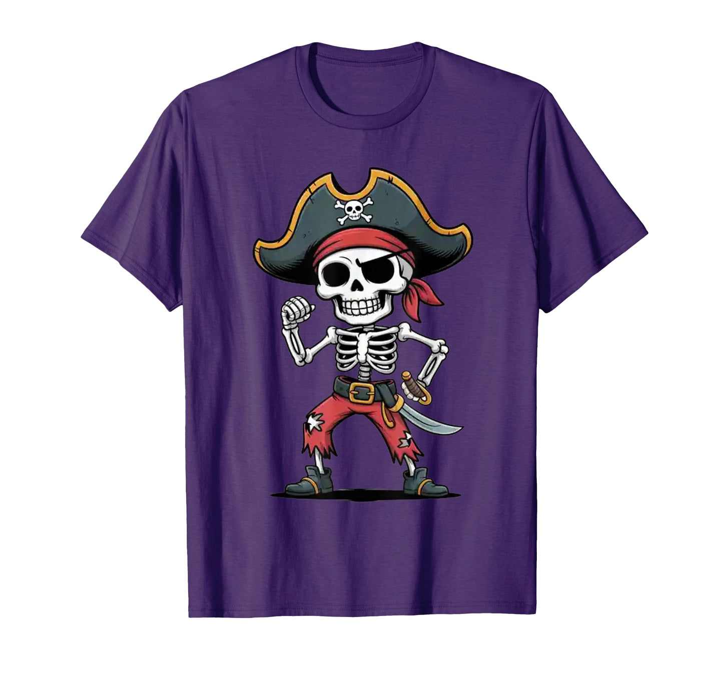 Funny Pirate Skeleton Halloween Costume Skull Jolly T-Shirt