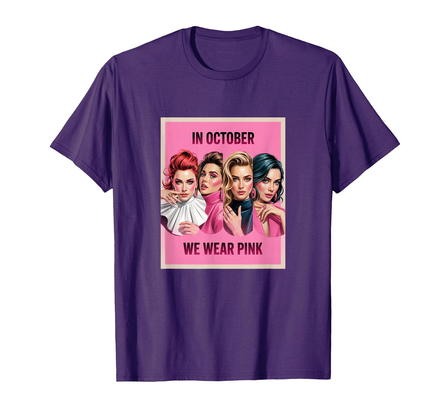 in October We Wear Pink - Witch & Ghost Halloween Apparel T-Shirt