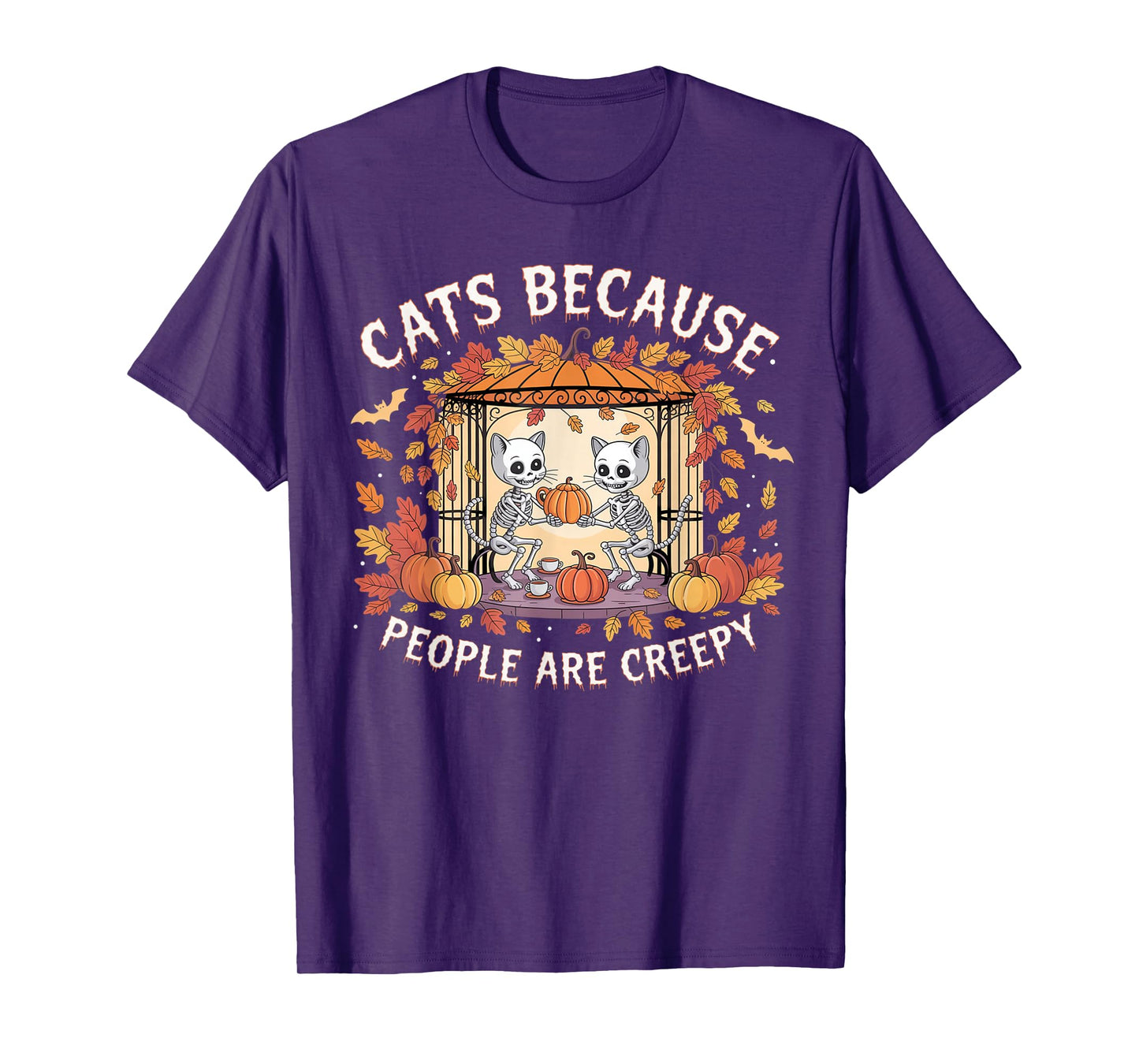 Cats Because People are Creepy Ghost Halloween Cat Mom Kids T-Shirt