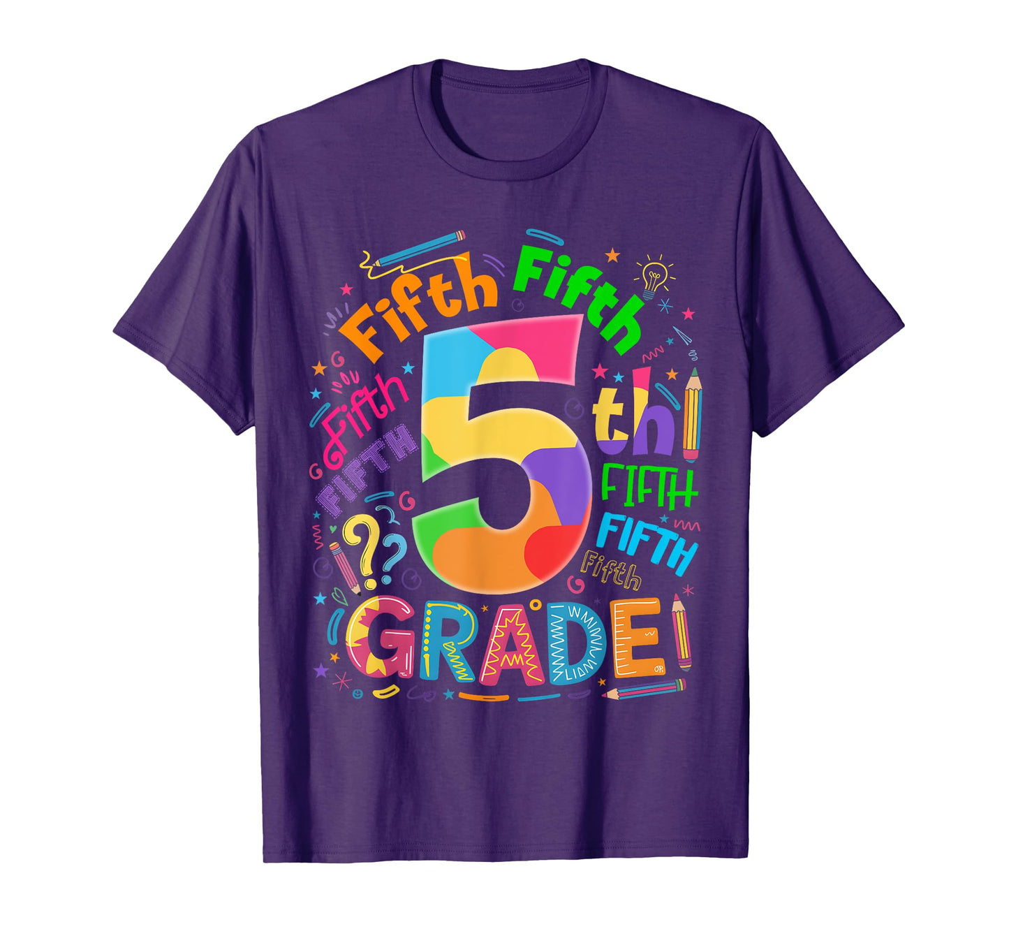 Back To School 5th Grade Team Typography Student Teacher T-Shirt