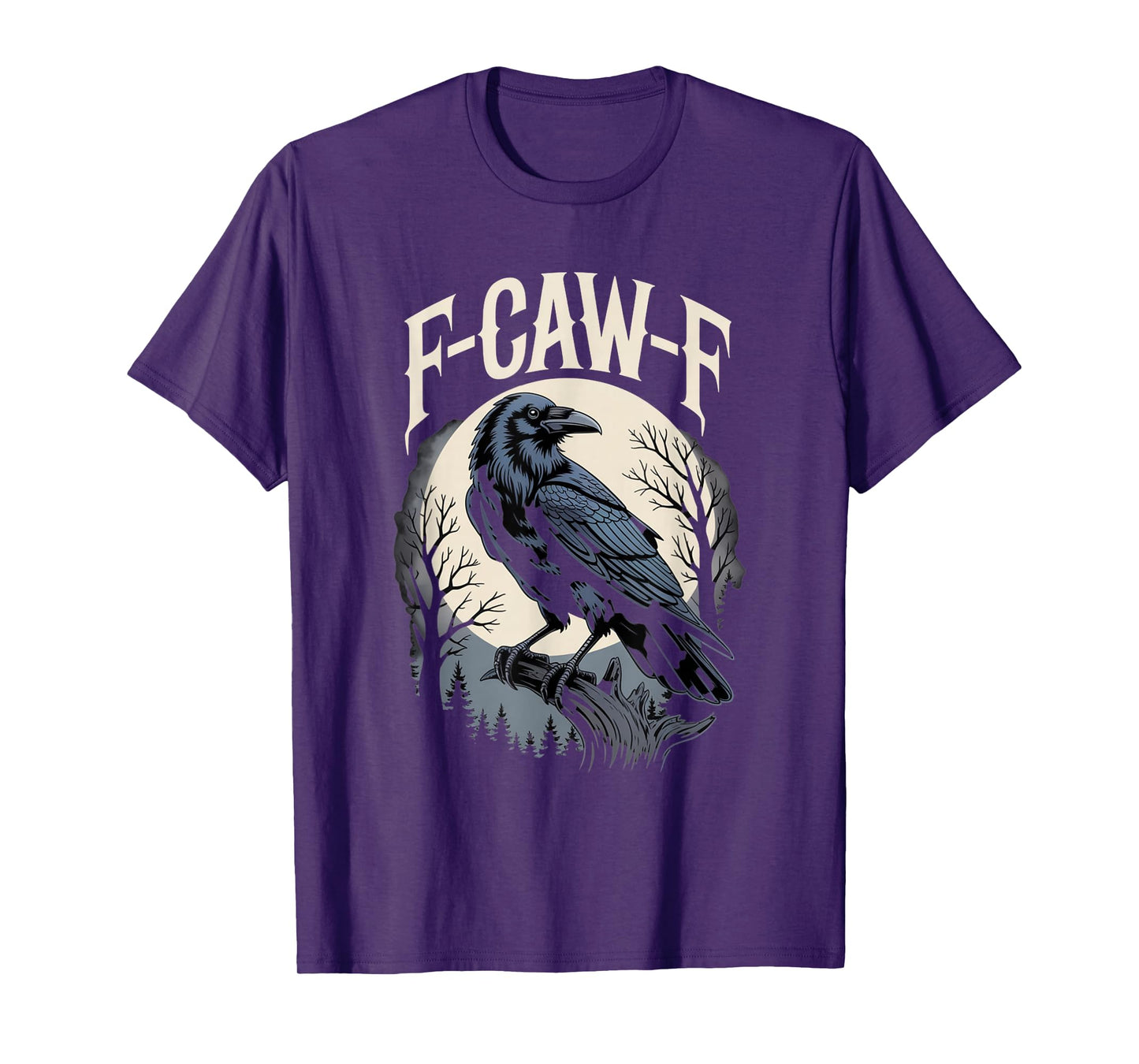 F-Caw-F Black Crow Raven in Moonlight T-Shirt