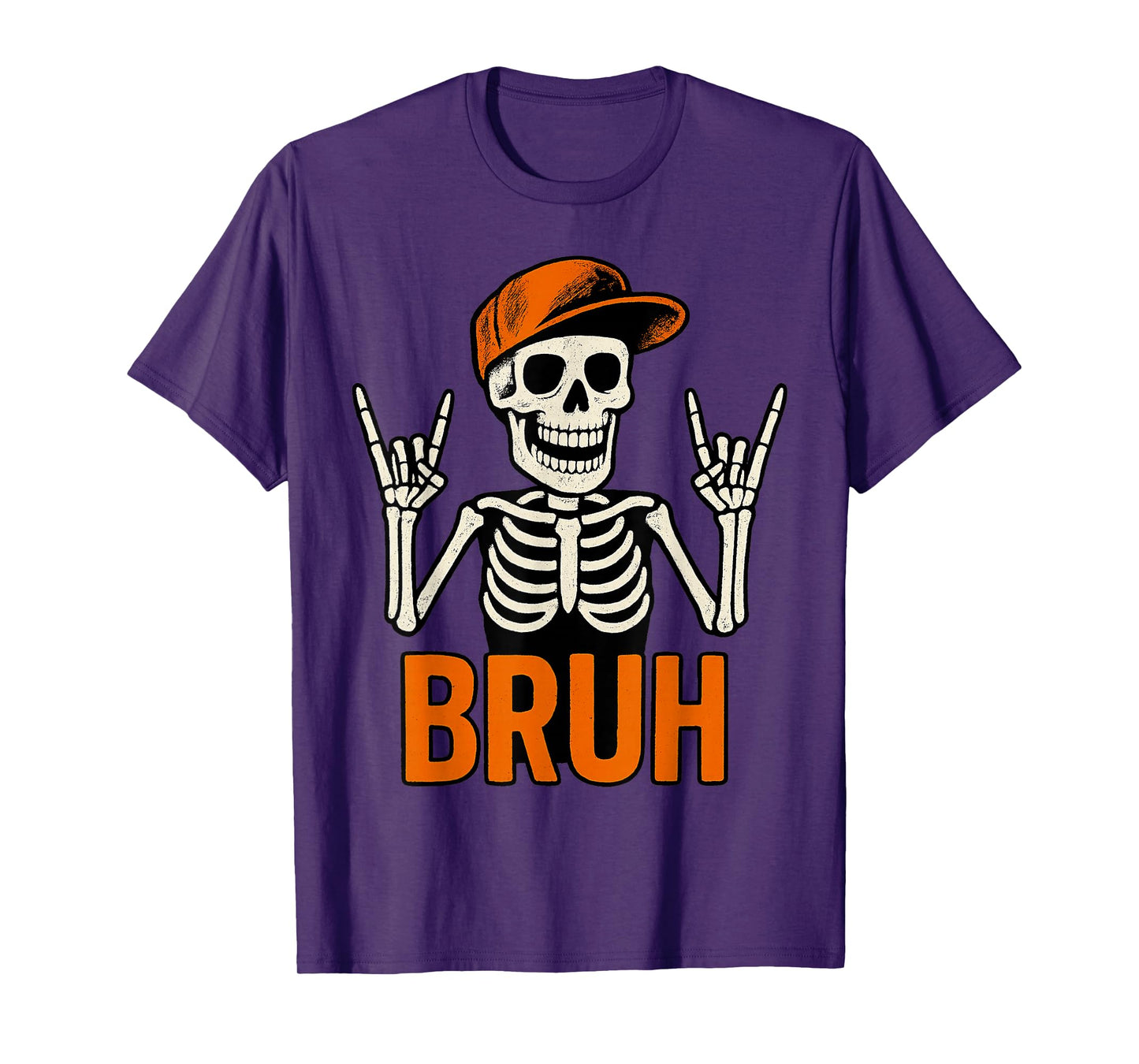 Bruh Punk Rock Skeleton Cool Rocker Halloween Men Boys Kids T-Shirt