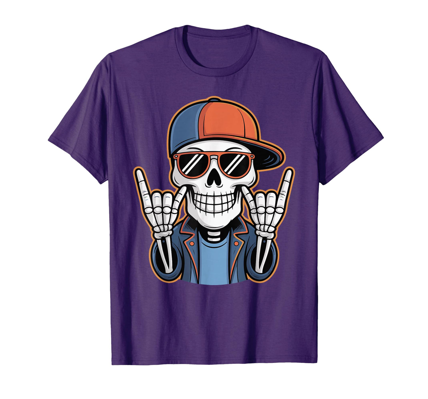 Bruh Punk Rock Skeleton Cool Rocker Spooky Halloween Kids T-Shirt