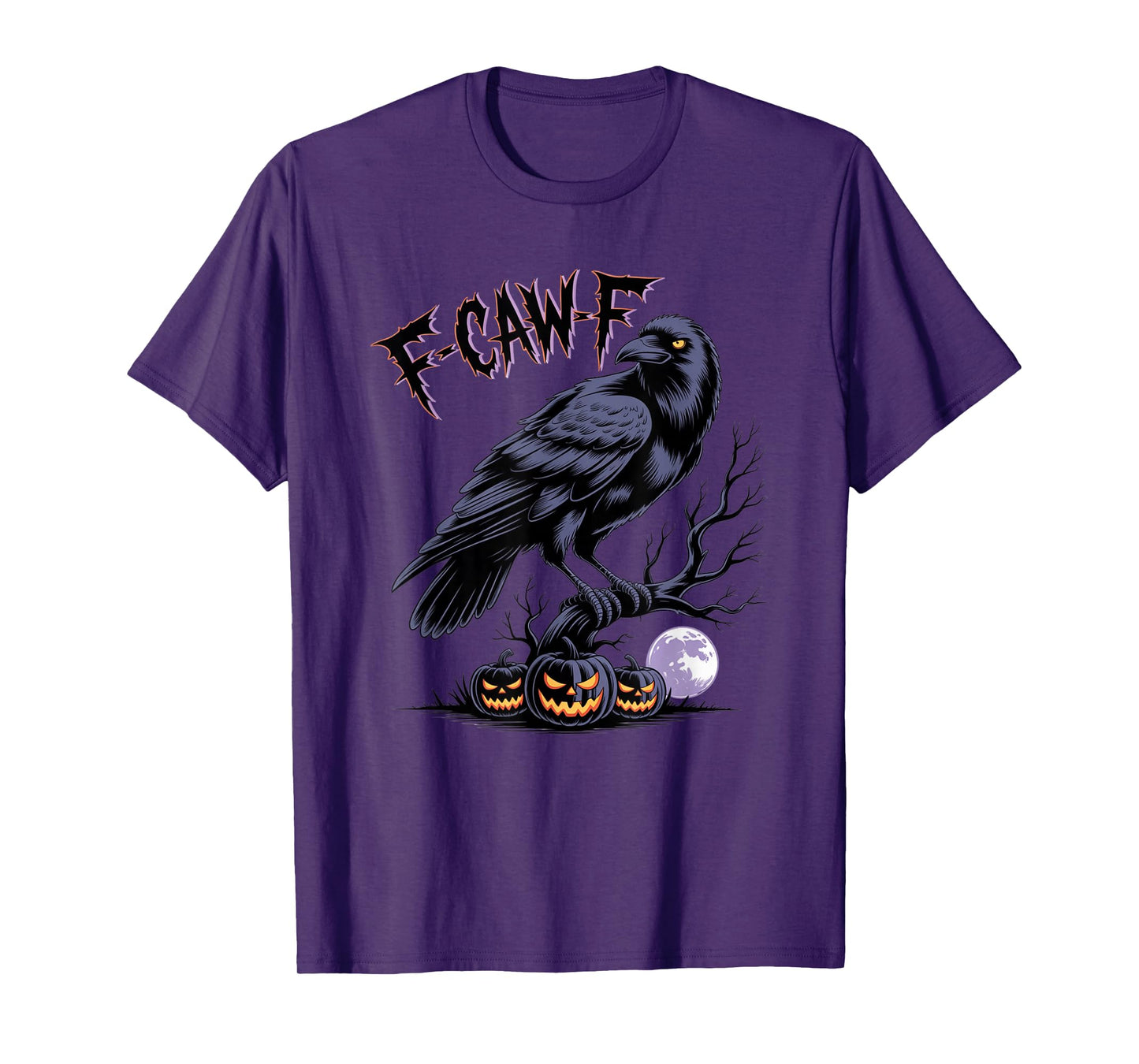 Raven Halloween F-Caw-F Funny Spooky Goth Crow Bird T-Shirt