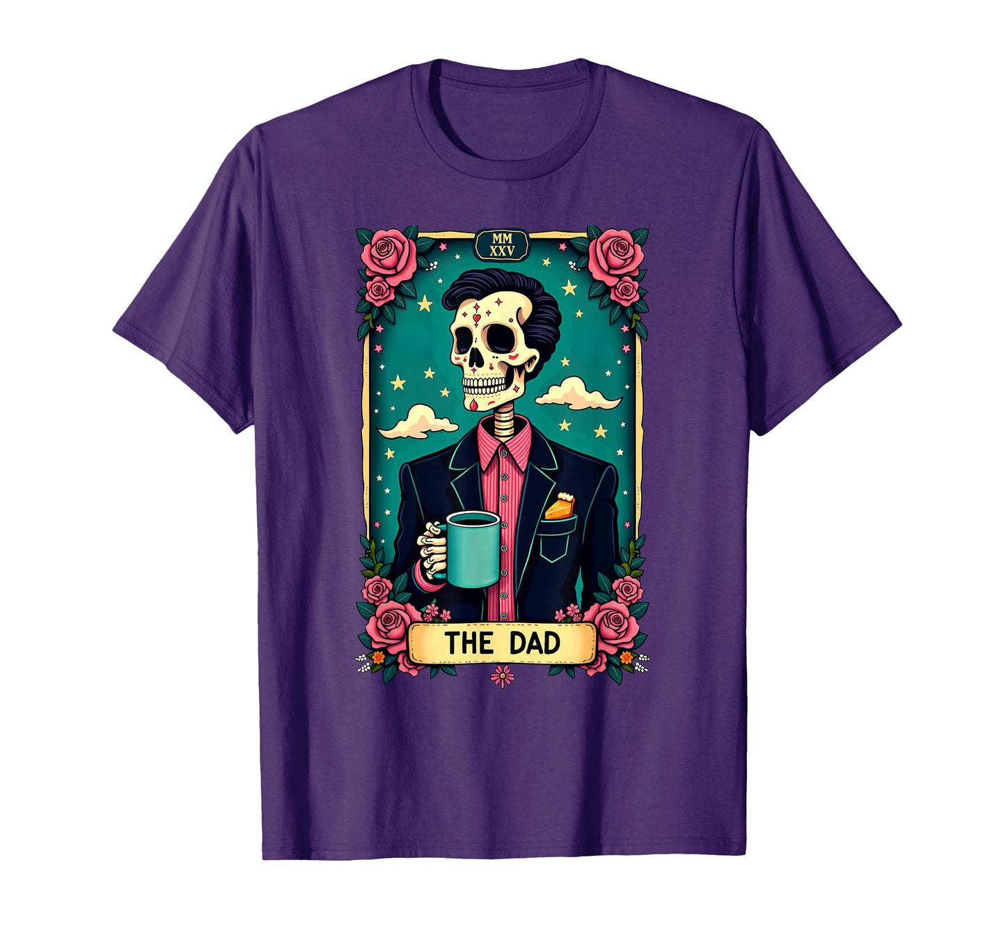 Retro Witch Dad Tarot Card Skeleton Halloween T-Shirt