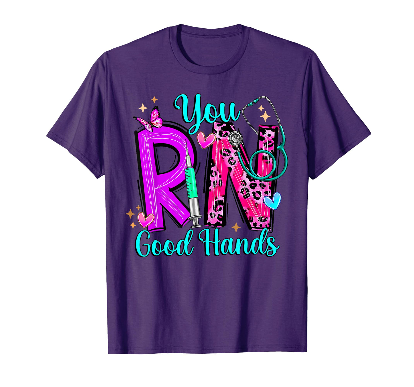 Groovy Registered Nurse You RN Good Hands Cute Stethoscope T-Shirt
